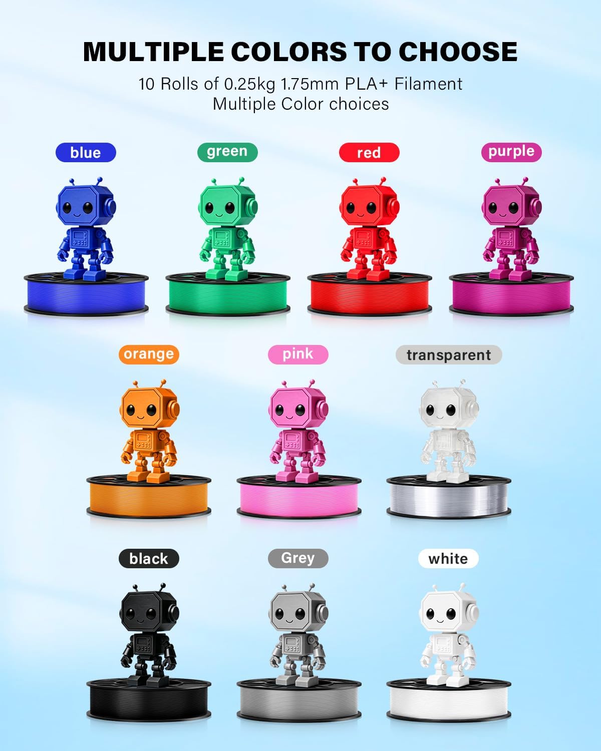 YOUSU 3D Printer Filament Bundle,Glow in The Dark Filament Multicolor,PLA Filament 1.75 mm,Green, Blue,Purple and Rainbow Accuracy +/- 0.03 mm,250g X 4 Pack