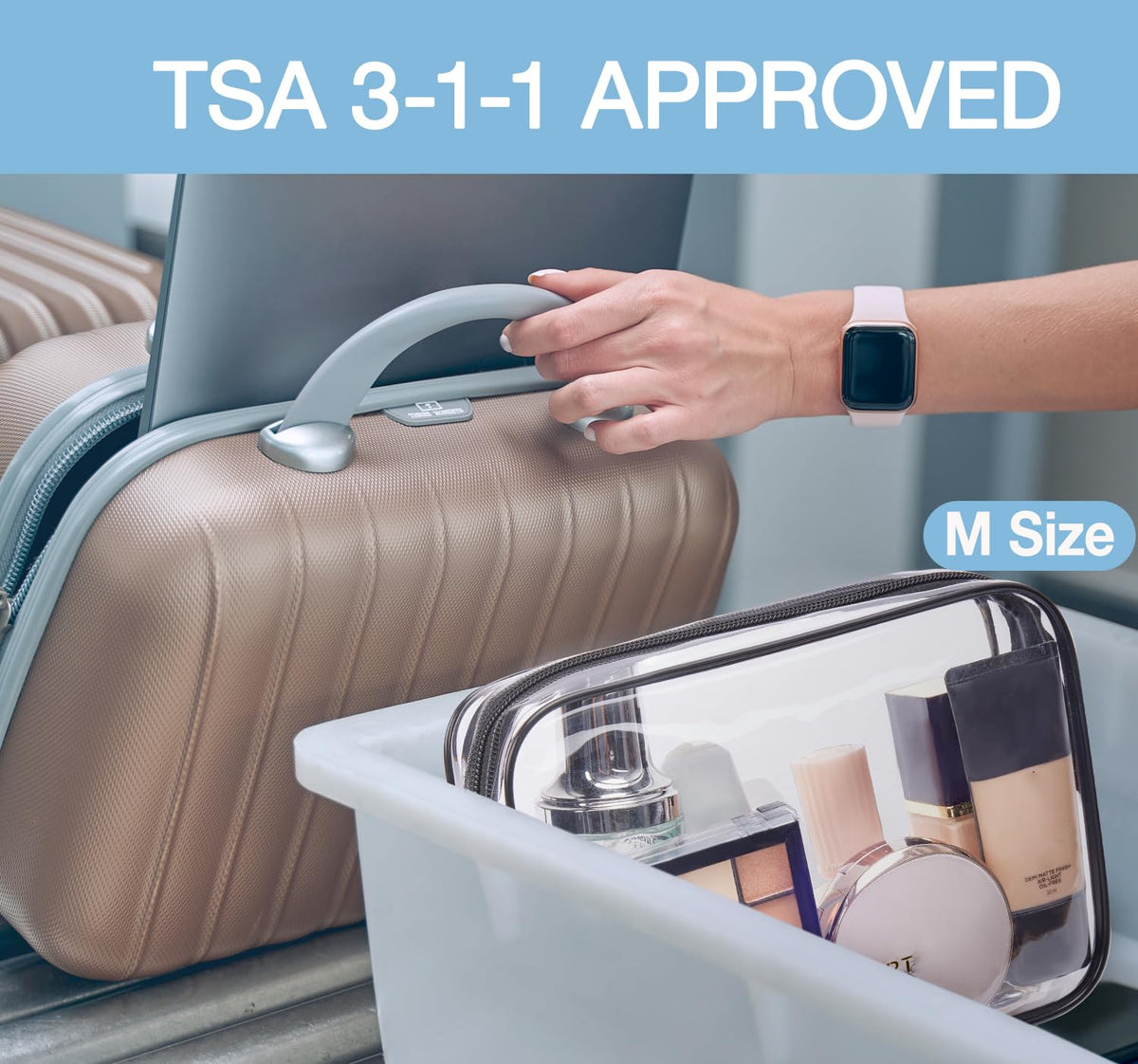 BAGSMART 2pcs Clear Toiletry Bag TSA Travel Essential for Makeup Liquids (Pack of 2)