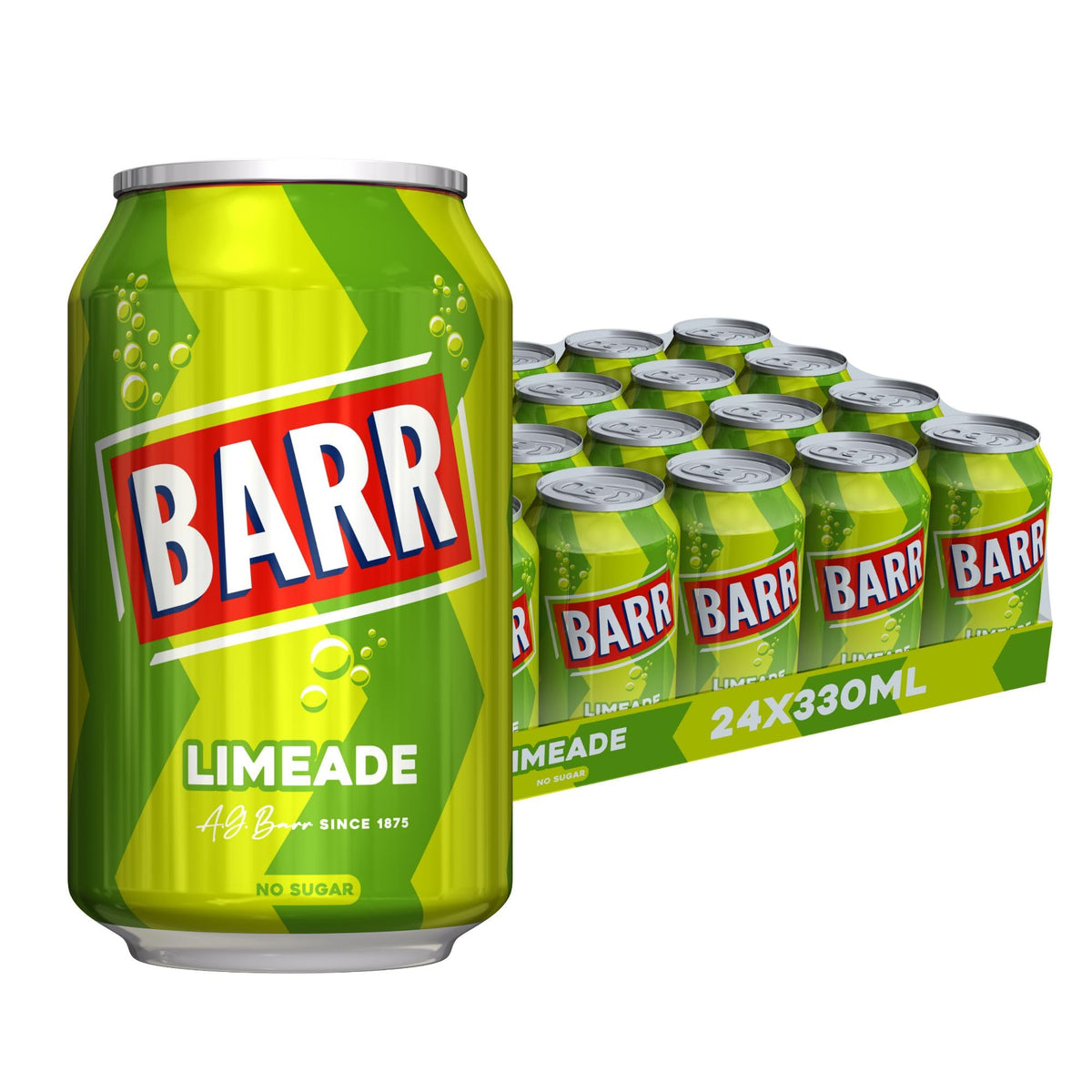 Barr Cream Soda Zero Sugar Sparkling Soft Drink, 24 Pack, 330ml Cans