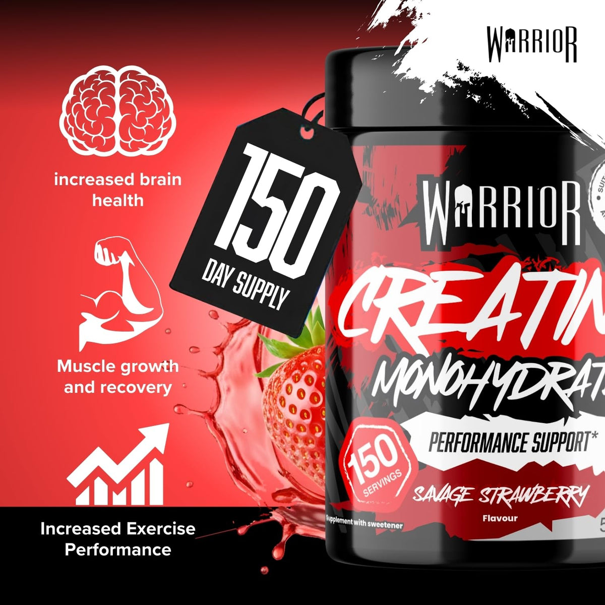 Warrior Creatine Monohydrate Powder 500g Pure Micronised (166 Servings)