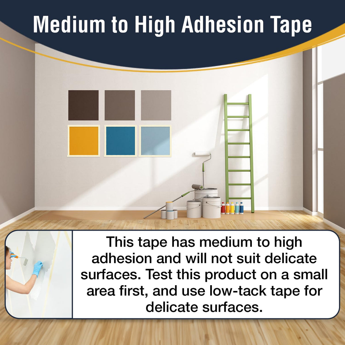 ARVO Masking Tape for Painting – 24 mm x 50 m Decorators Painters Tape | Medium-High Adhesion, Crepe Paper for Walls, Trim & Multi-Surface Indoor Decorating – Pack of 1