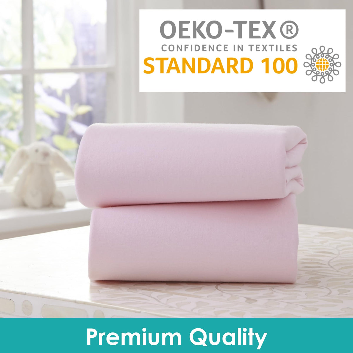 Clair de Lune 2 Pack Fitted Jersey Cotton Cot Sheets 60 x 120 cm (White)
