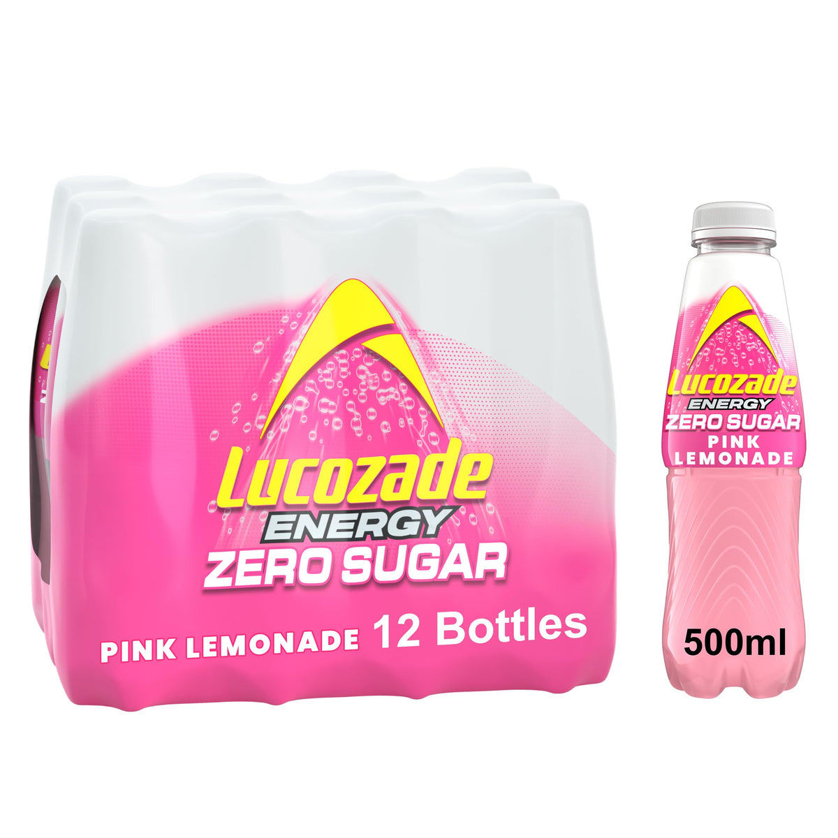 Lucozade Energy Zero Pink Lemonade 380ml (Pack of 4)