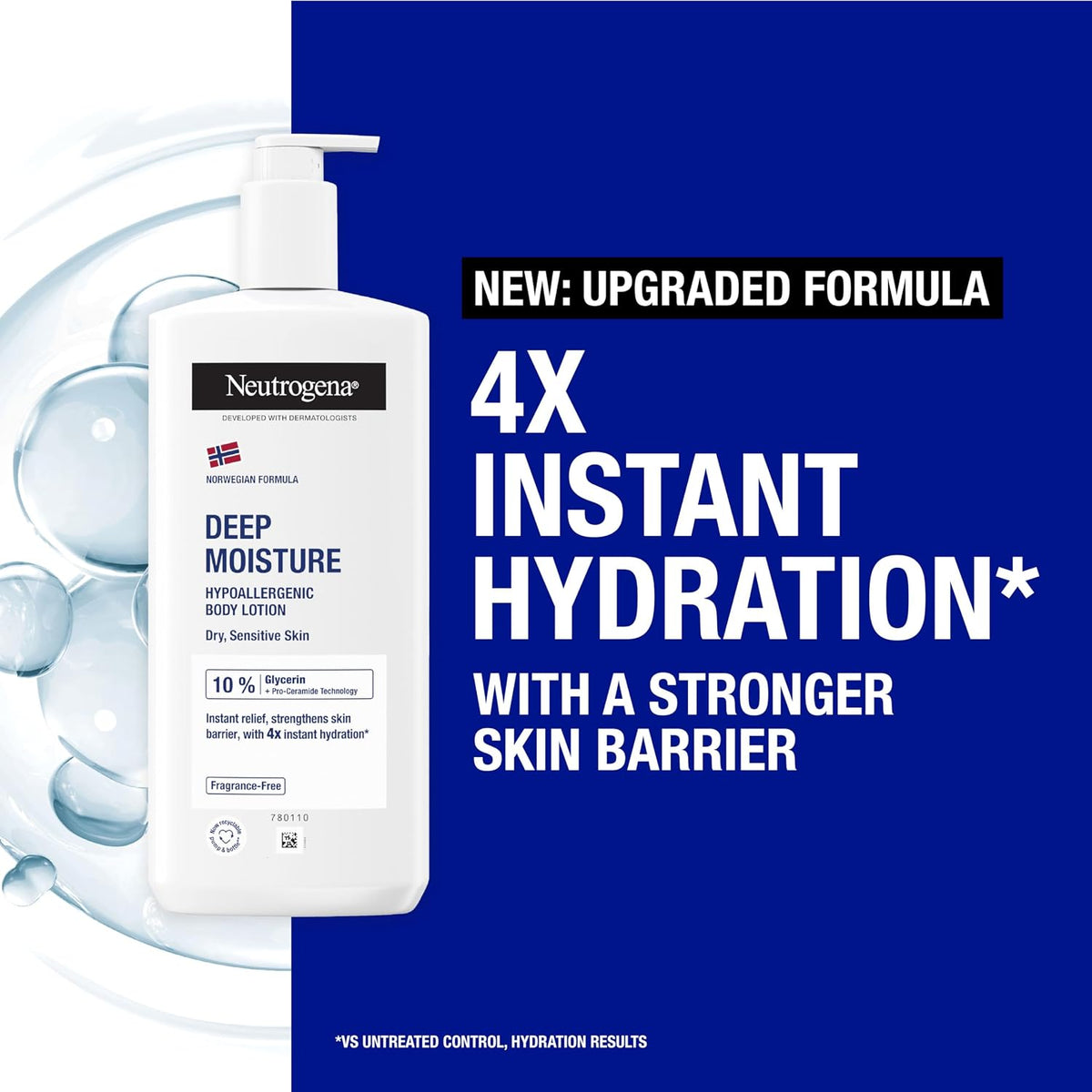 Neutrogena Norwegian Formula Deep Moisture Body Lotion (1x 400ml), Fragrance-Free Moisturiser for Sensitive and Dry Skin, Provides 48-Hour Moisturisation