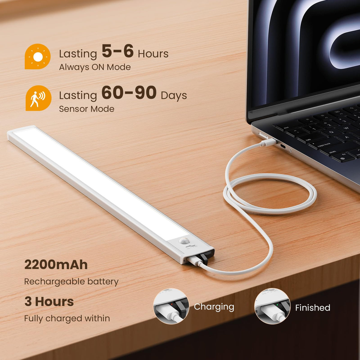 20cm Under Cabinet Kitchen Lights, Motion Sensor Lights Indoor