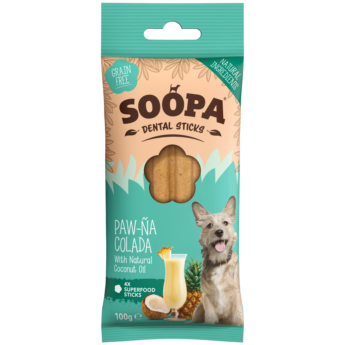 Soopa Carrot & Pumpkin Dog Dental Sticks, Chews to Clean Teeth, 100 g, 1-Pk