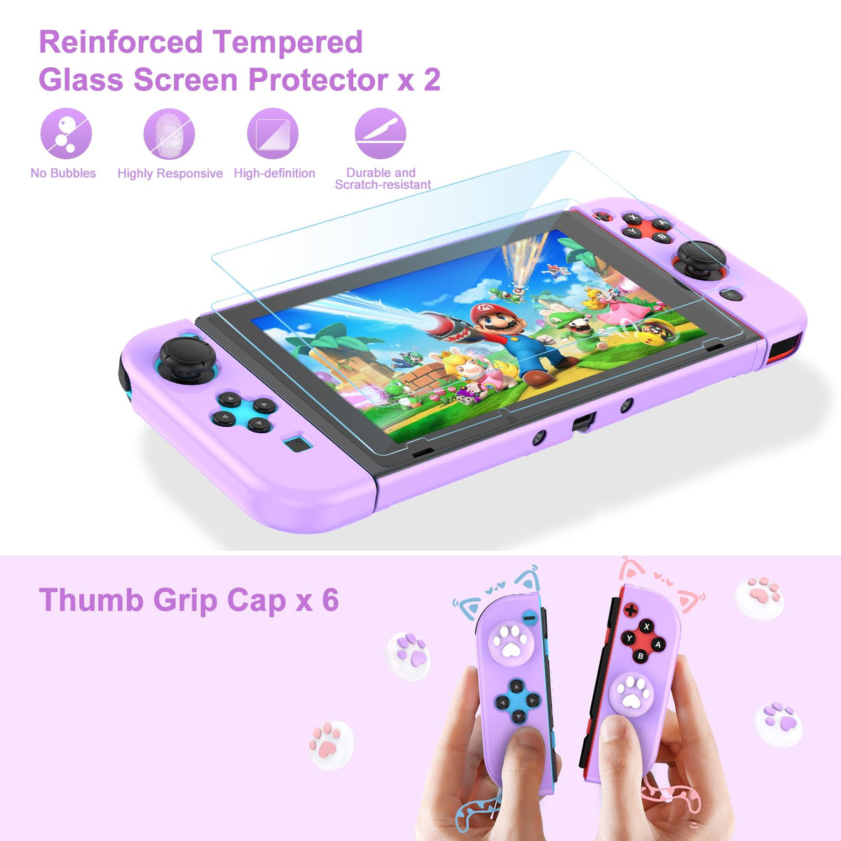 Younik Switch Accessories Bundle, 17 in 1 Switch Accessories Kit for Girls Include Switch Carrying Case with 9 Game Card Slots, Adjustable Stand, Protective Case for Switch Console & J-Con (Blue)