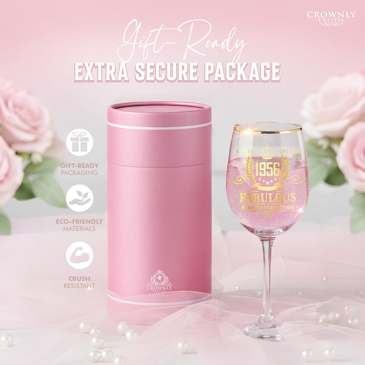 CROWNLY CRYSTAL® Mothers Day Gifts for Mum Wine Glass Personalised Mummy Birthday Present Womens Drinking Glasses Ladies Gift Ideas Mum Presents from Daughter Son