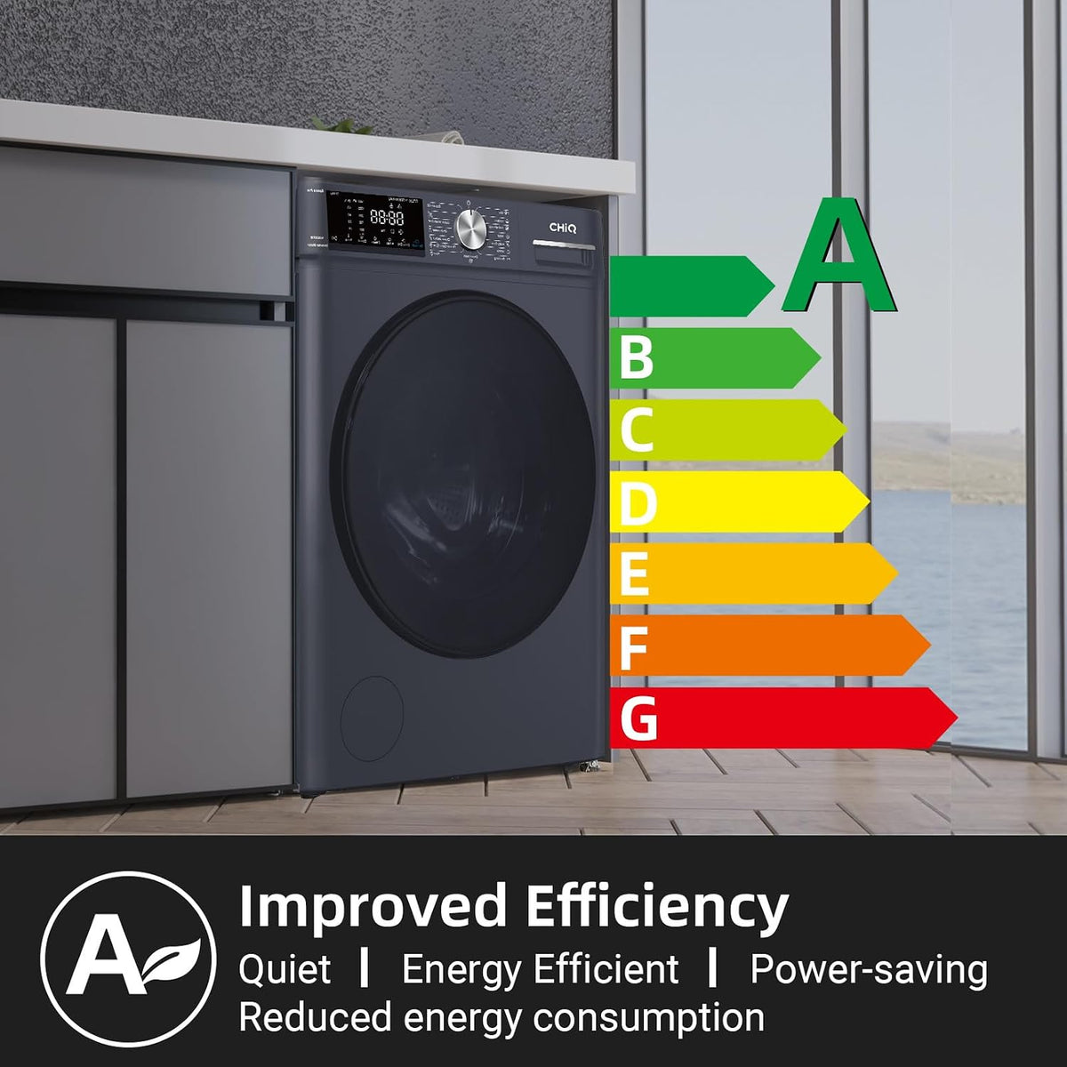 CHiQ 9kg Washing Machine with Class A for Large Families Grey
