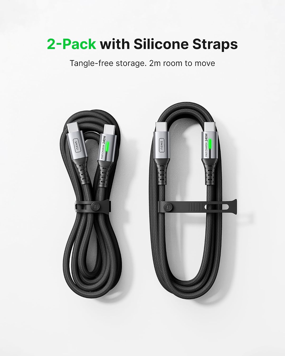 INIU 240W USB C to USB C Charger Cable, [2-Pack 2m] PD Type C Charge Cable