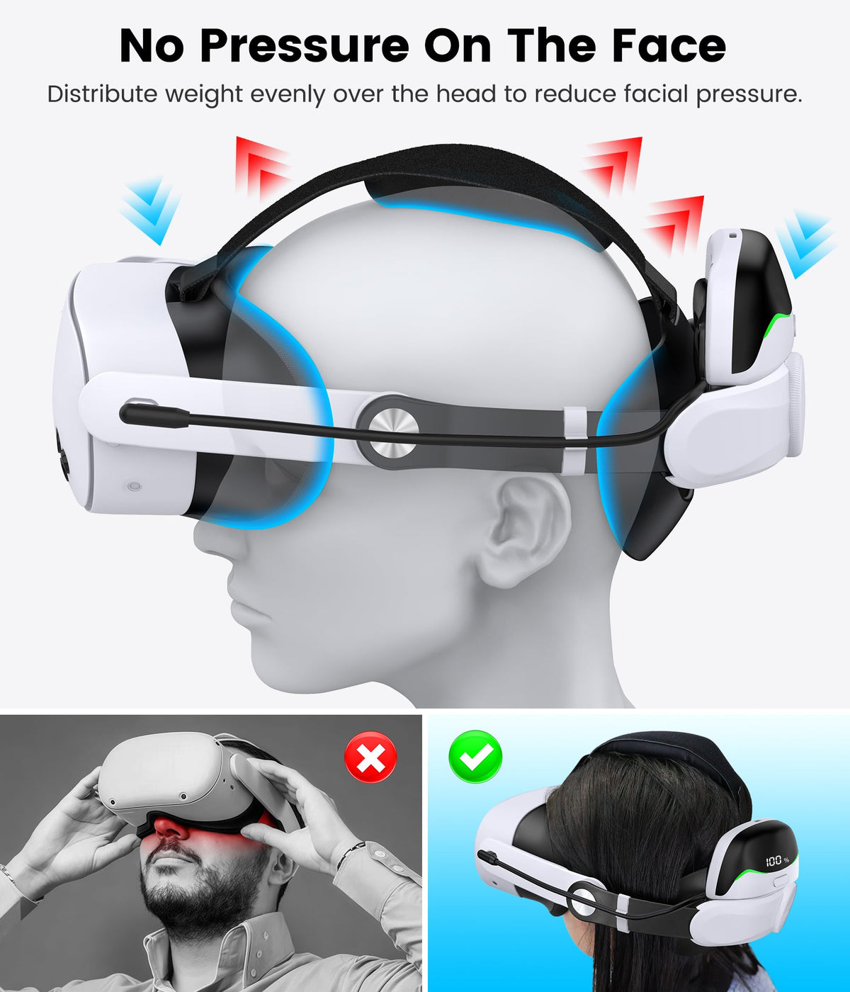 Comfort Head Strap for Meta Quest 3/3S/Meta Quest 2,VR Headset Elite Strap Replacement for Oculus Quest 3/3S/2 Accessories,Stable Elite Strap Pressure-Reduce Headstrap