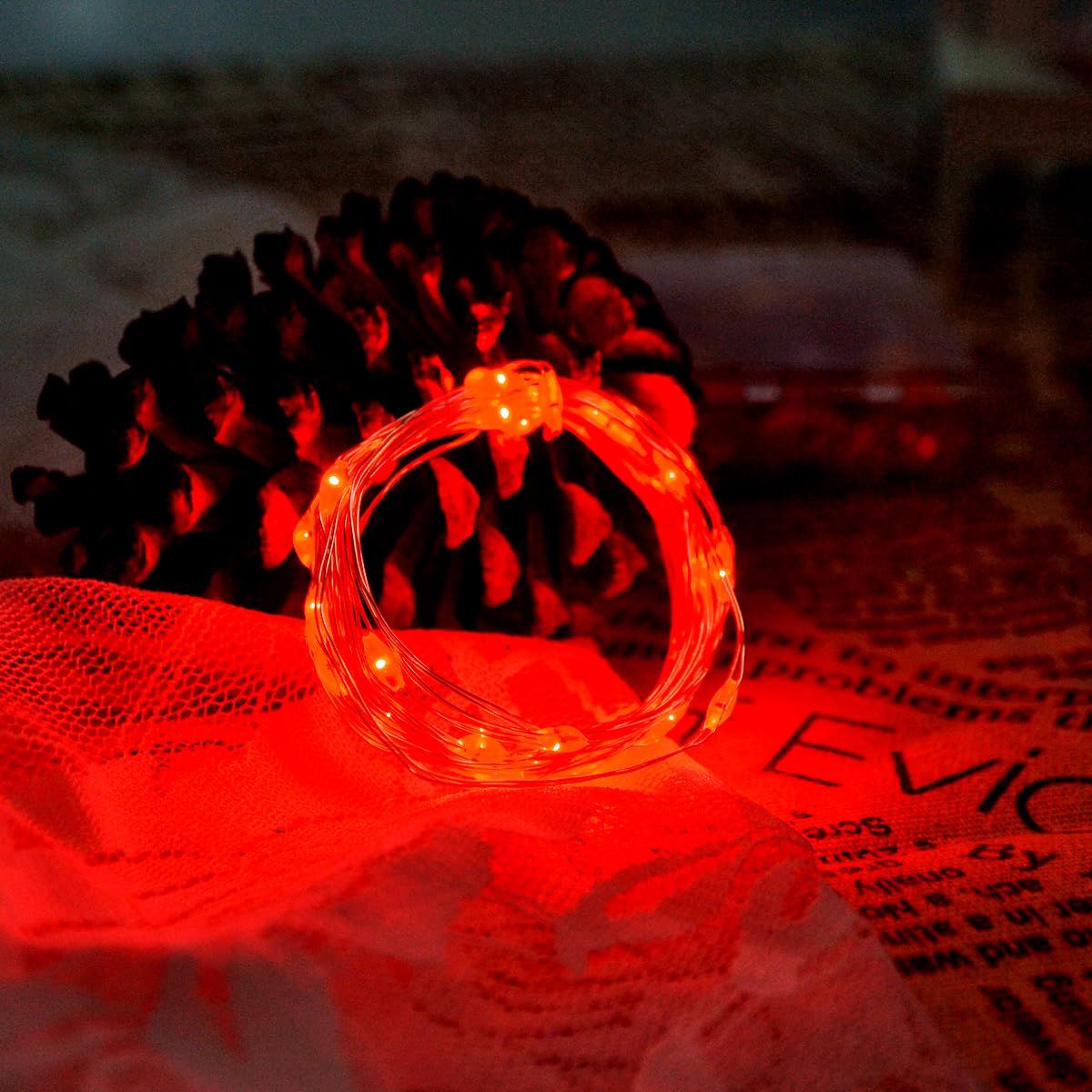 Dalugo Orange Fairy Lights, 3M/10ft Amber Fairy Lights, 30 LED Halloween Battery Lights for Autumn Halloween Christmas Decorations, Fireplace, Home Decor