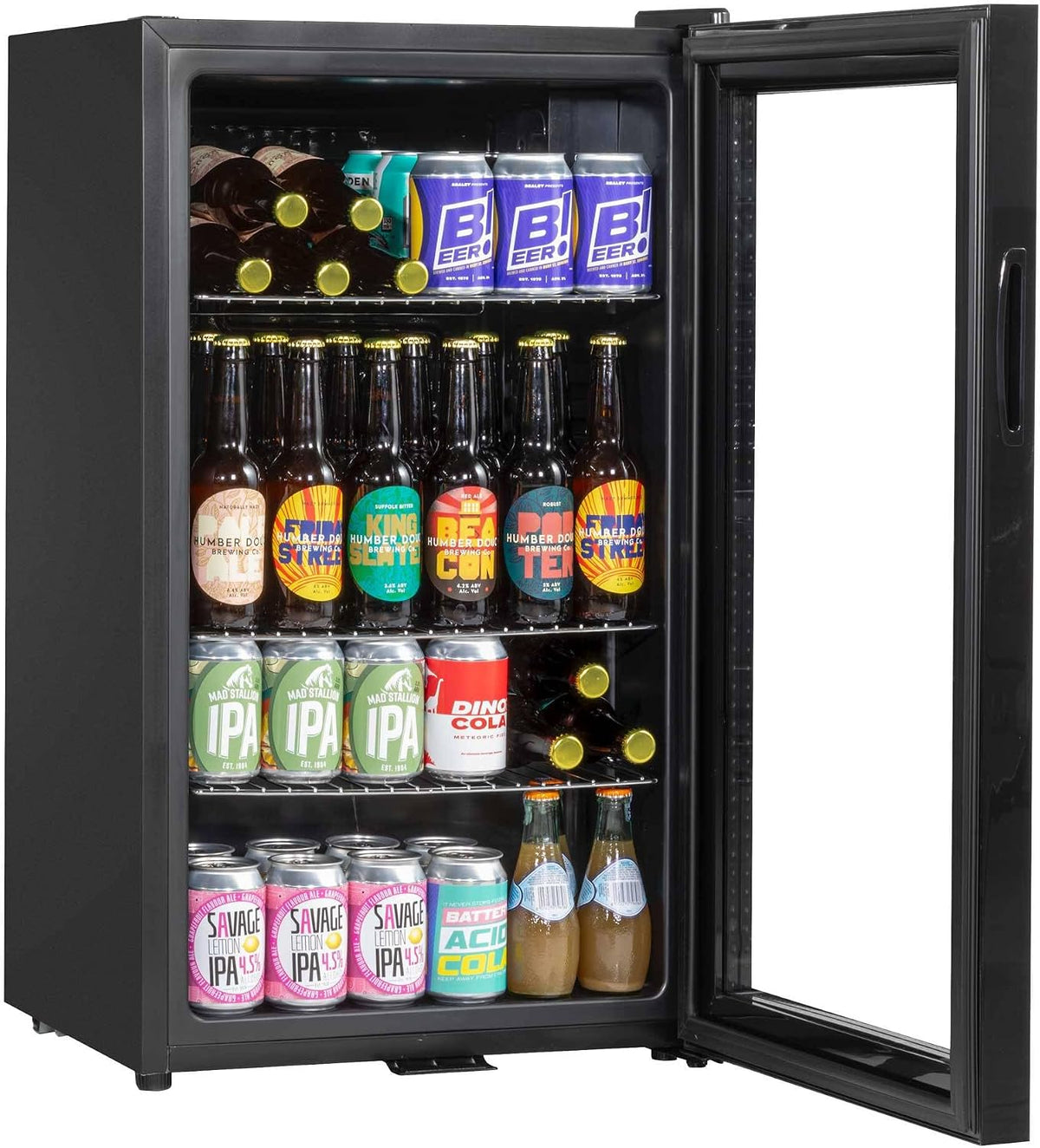 Dellonda Baridi Undercounter Drinks, Beer & Wine Fridge with Wire Shelves, Internal Light & Security Lock 85L, Black - DH13