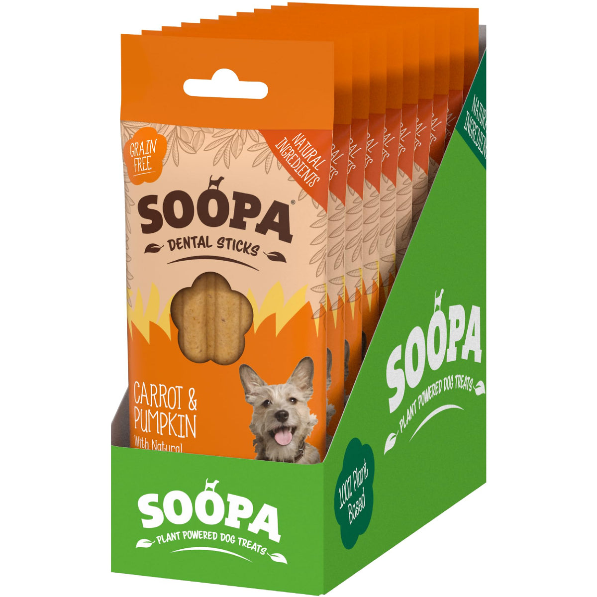 Soopa Carrot & Pumpkin Dog Dental Sticks, Chews to Clean Teeth, 100 g, 1-Pk