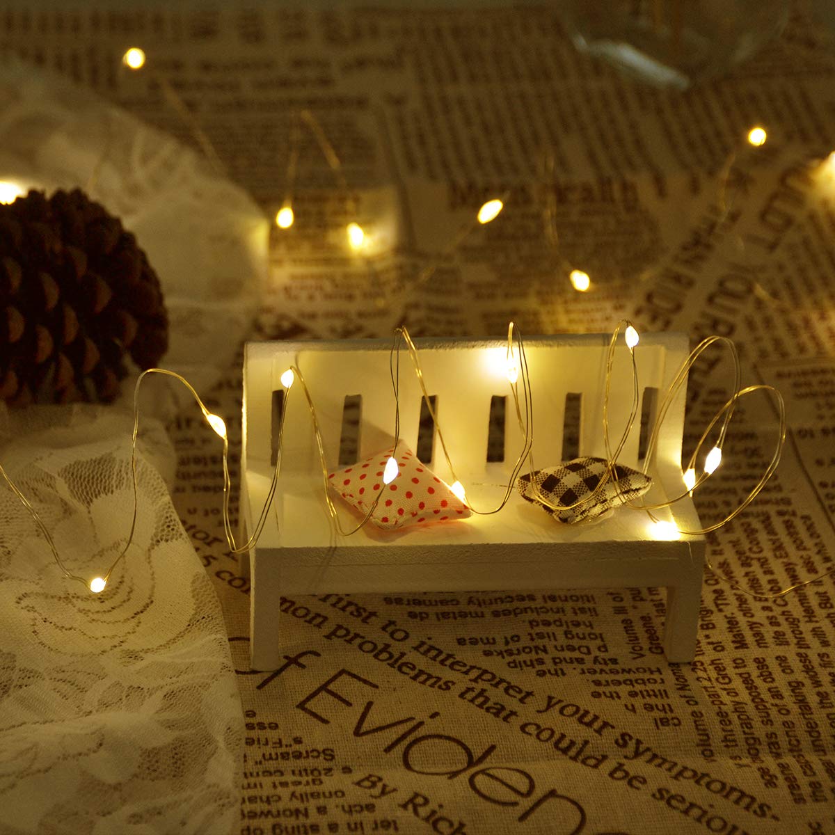 Dalugo Orange Fairy Lights, 3M/10ft Amber Fairy Lights, 30 LED Halloween Battery Lights for Autumn Halloween Christmas Decorations, Fireplace, Home Decor
