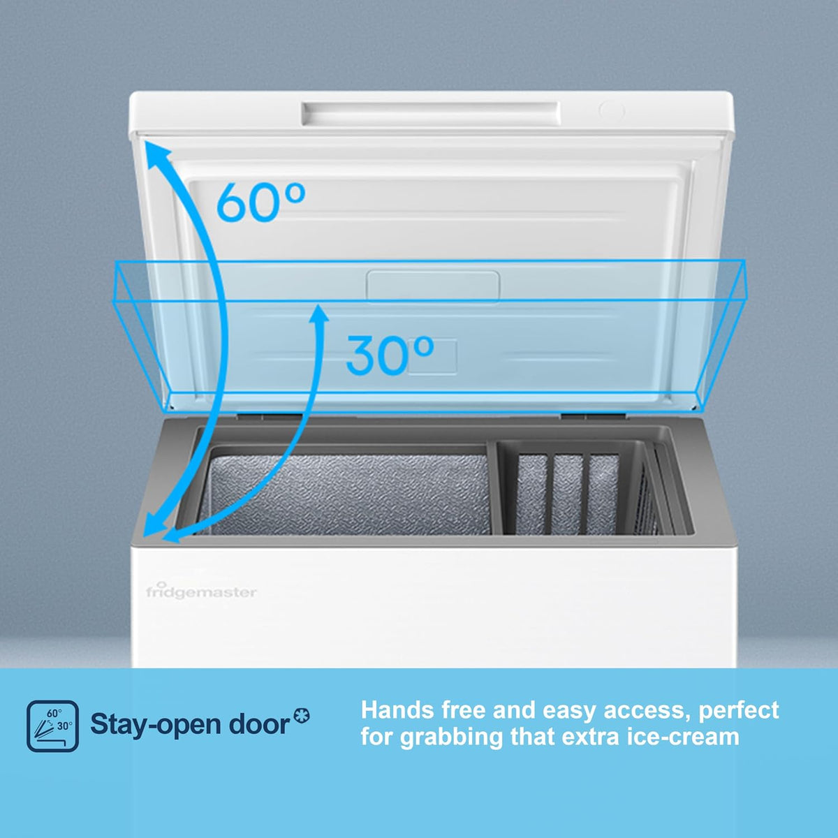 Fridgemaster White Chest Freezer, 97L Capacity, MCF100E， Freestanding, Mechanical Control, Winter Guard (-15°C), Low Noise 38dB, Basket Storage 858 (H) x 578 (W) x 444 (D) mm