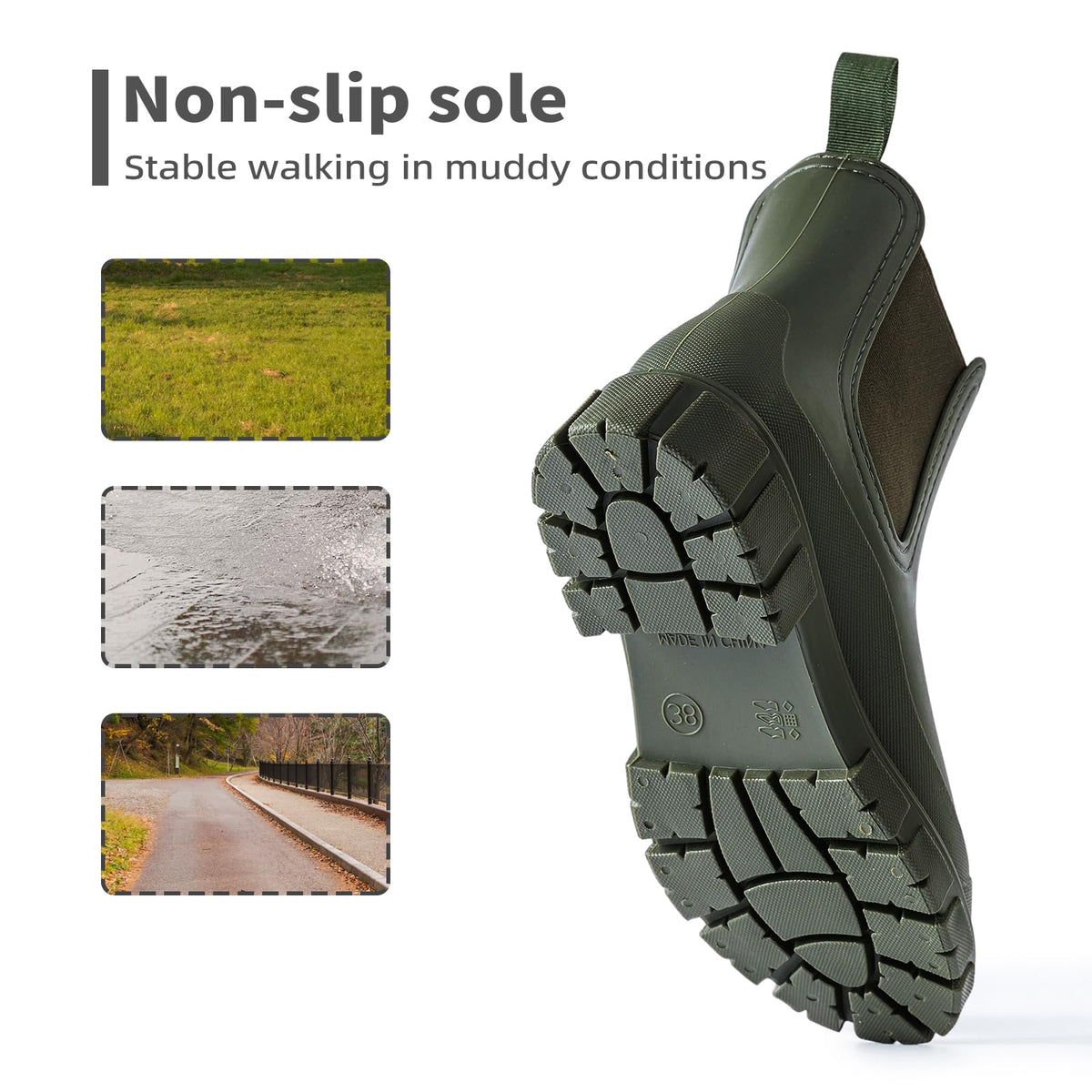 DRECAGE Wellies Boots Women Waterproof Short Chelsea Fashion Ladies Comfortable Rain Boots Outdoors Garden Walking