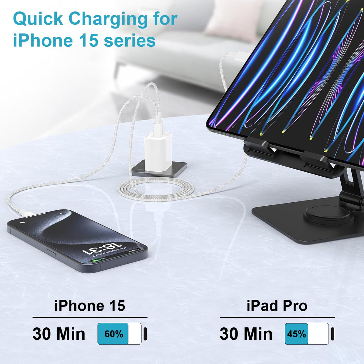 USB C to USB C Charger Cable 2M 2Pack, 60W Nylon Braided USB C to C Cable Original Fast Charge Type C Data Cable for iPhone 18 Pro Max/Duo/Fold/17e/17Air/16/Plus, Samsung Galaxy S26 S25, MacBook Air