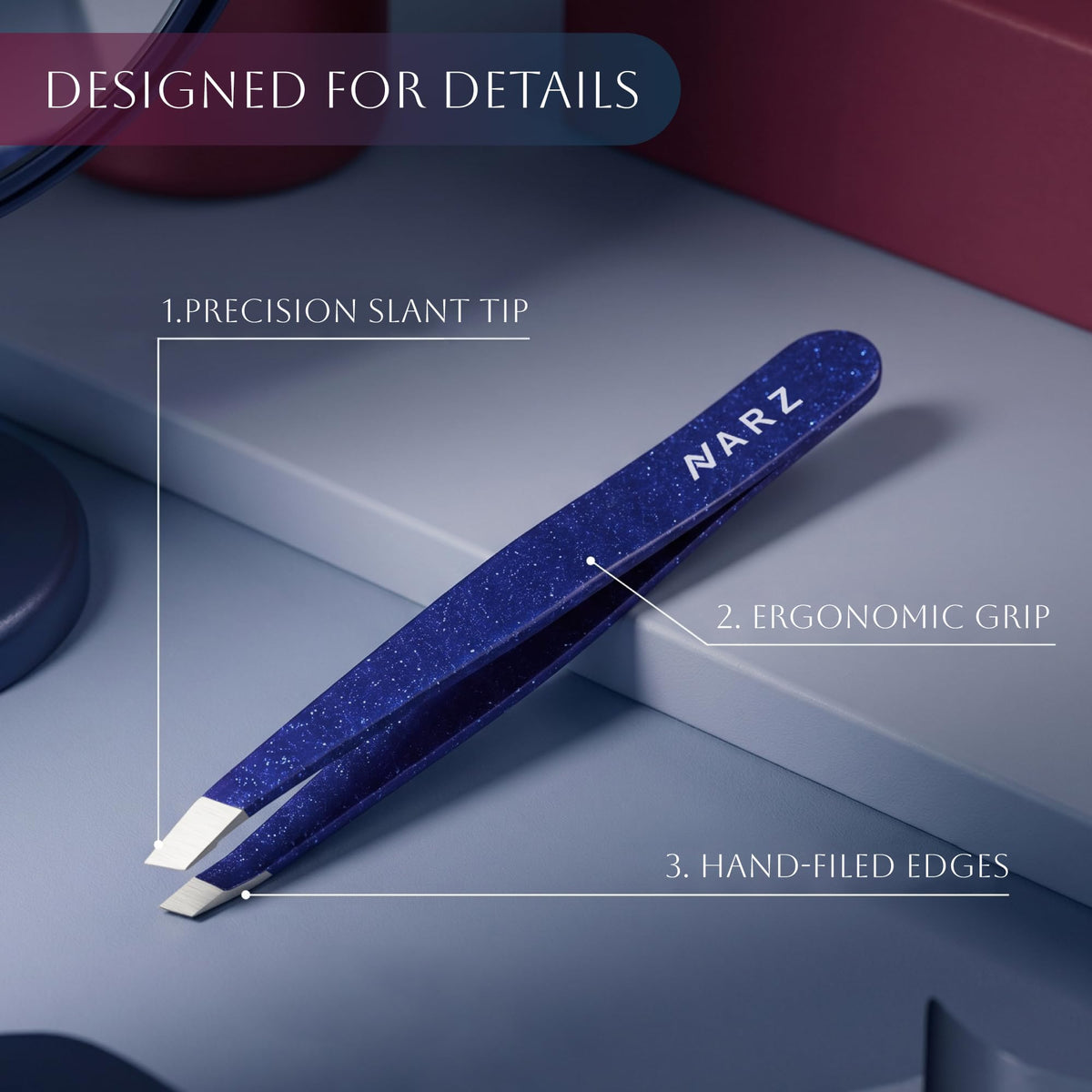 NARZ 1 Piece Professional Tweezer for Facial Hair Women & Men Stainless Steel Precision Tweezers for Ingrown Hair Tweezers for Men & Women (Shiny Black)