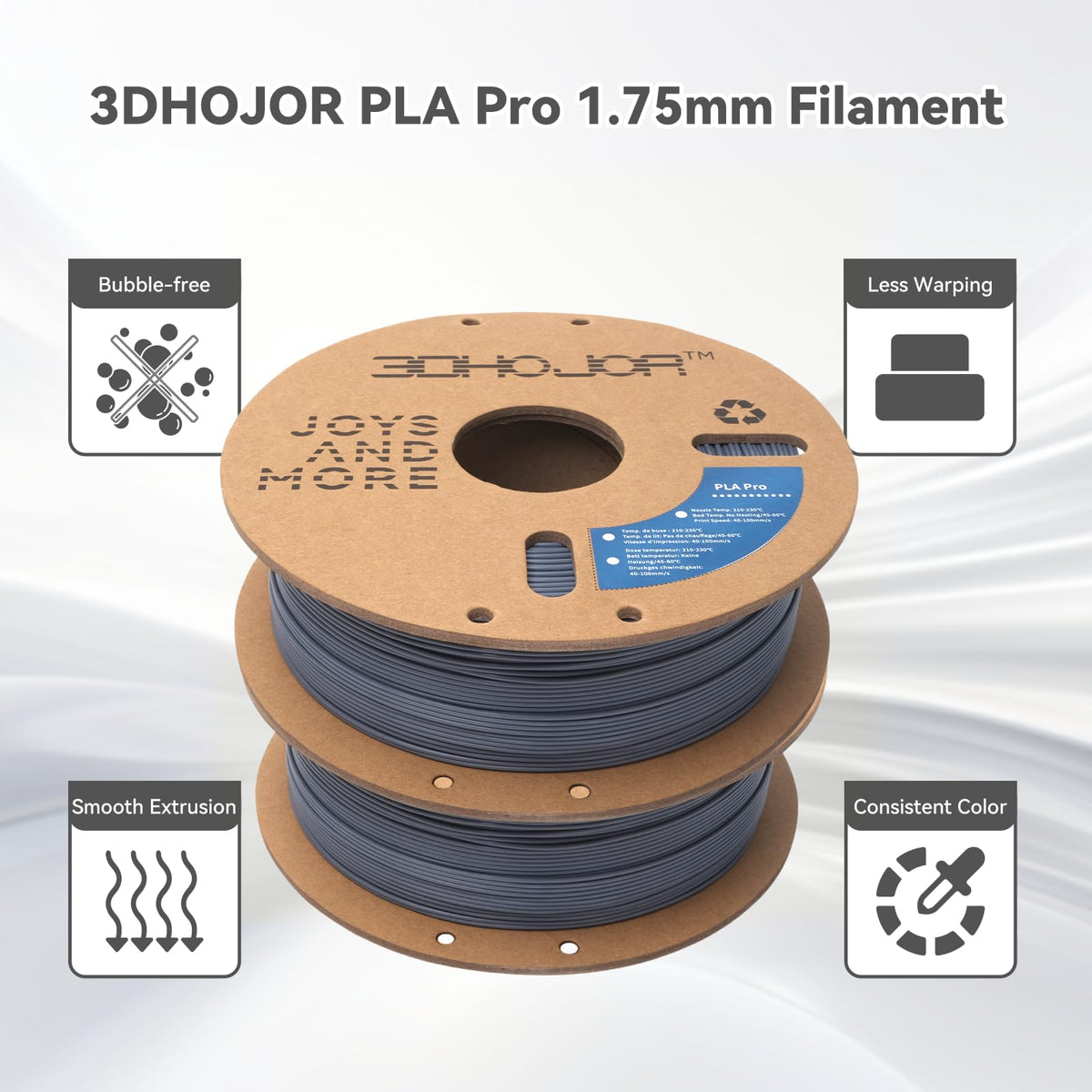 3DHoJor PLA+ PLA Plus Filament 1.75mm 1kg(2.2lbs) for 3D Printers,Yellow