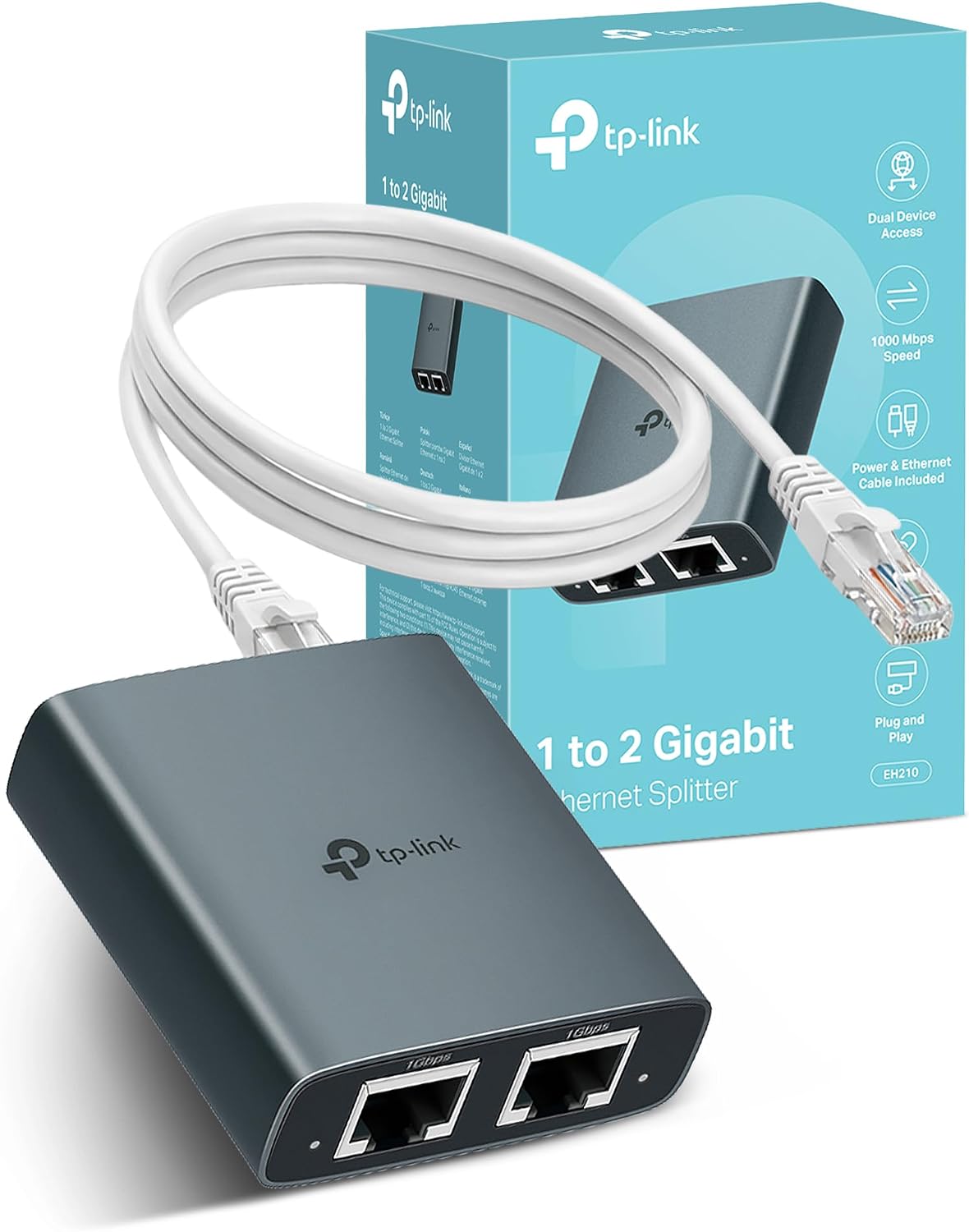 TP-Link EH210 Ethernet Splitter, 1 to 2 Gigabit Network Switch