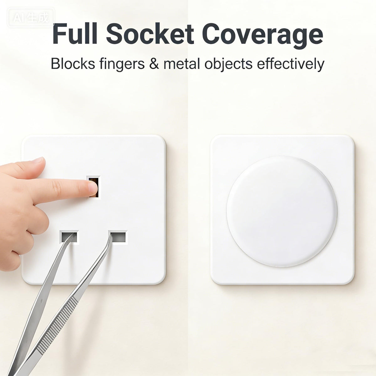 Baby Safety Socket Covers 10 Pack, Child Proof 3-Pin UK Plug Protectors, BPA-Free Socket Guards for Home Indoor, Easy to Install White