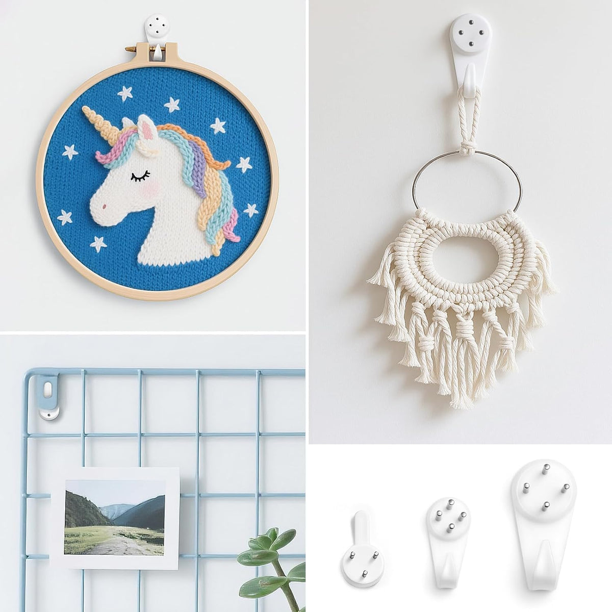 Picture Hooks Non-Trace Wall Hooks, Picture Hanging Hooks, Frame Hanger Hook, for Hanging Paintings Photos Mirror (24Pcs-Three Sizes)