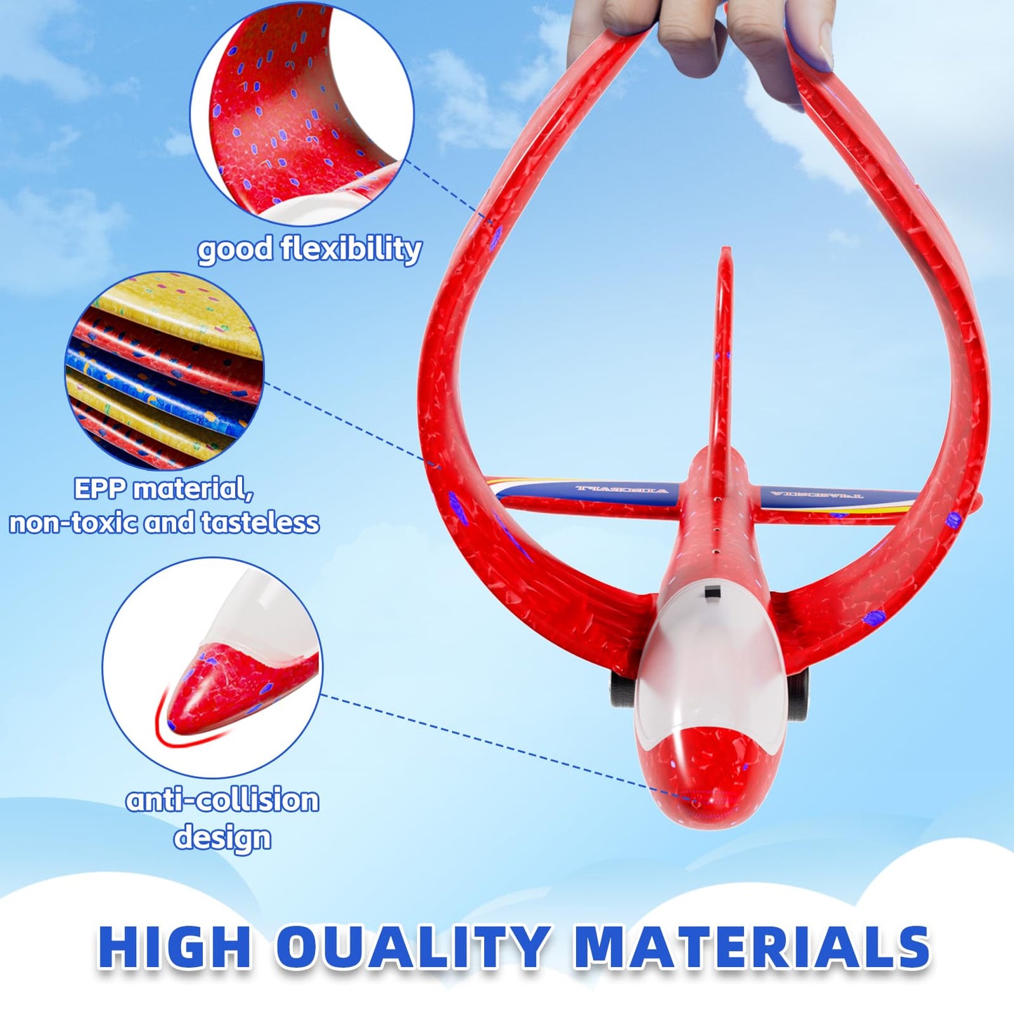 Doloowee Boys Toys for 3 4 5 6 7 8 Years Old, 1 Launcher with 3 Foam Glider Planes, Outdoor Garden Toys Birthday Present Gift for Kids 3 4 5 6 7 8 Year Old