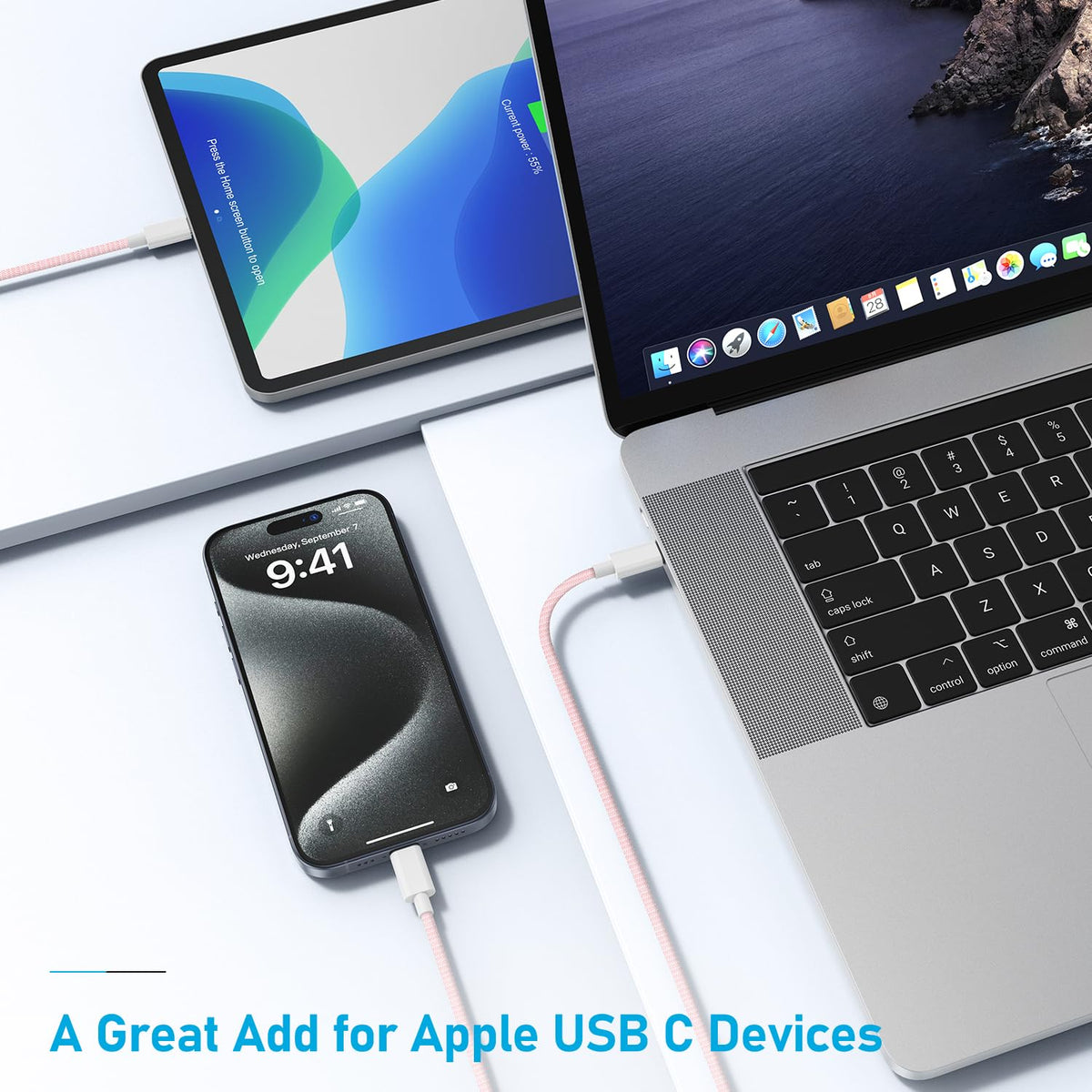 USB C Charger Cable, 2Pack 2M Braided iPhone Cable USB C to C Fast Charging for Apple iPhone 17 16 15 Pro Max Pro Plus, for iPad Pro/Air/Mini, for MacBook Air/Pro, for Samsung Galaxy Series and more