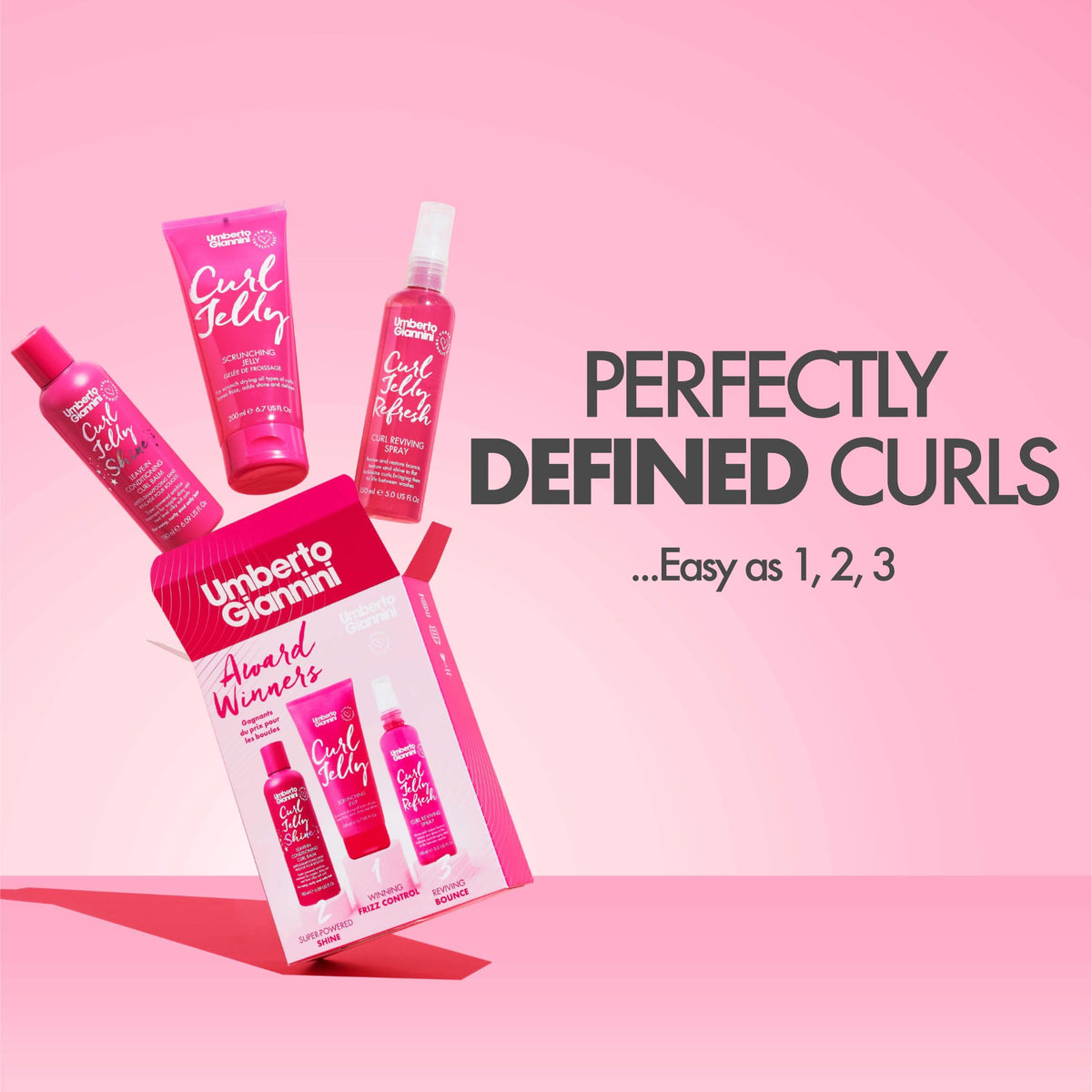 Umberto Giannini Curl Jelly Scrunching Jelly & Creme De Curl Control Cream Duo for Curly or Wavy Hair, Vegan & Cruelty Free, 2 Pack