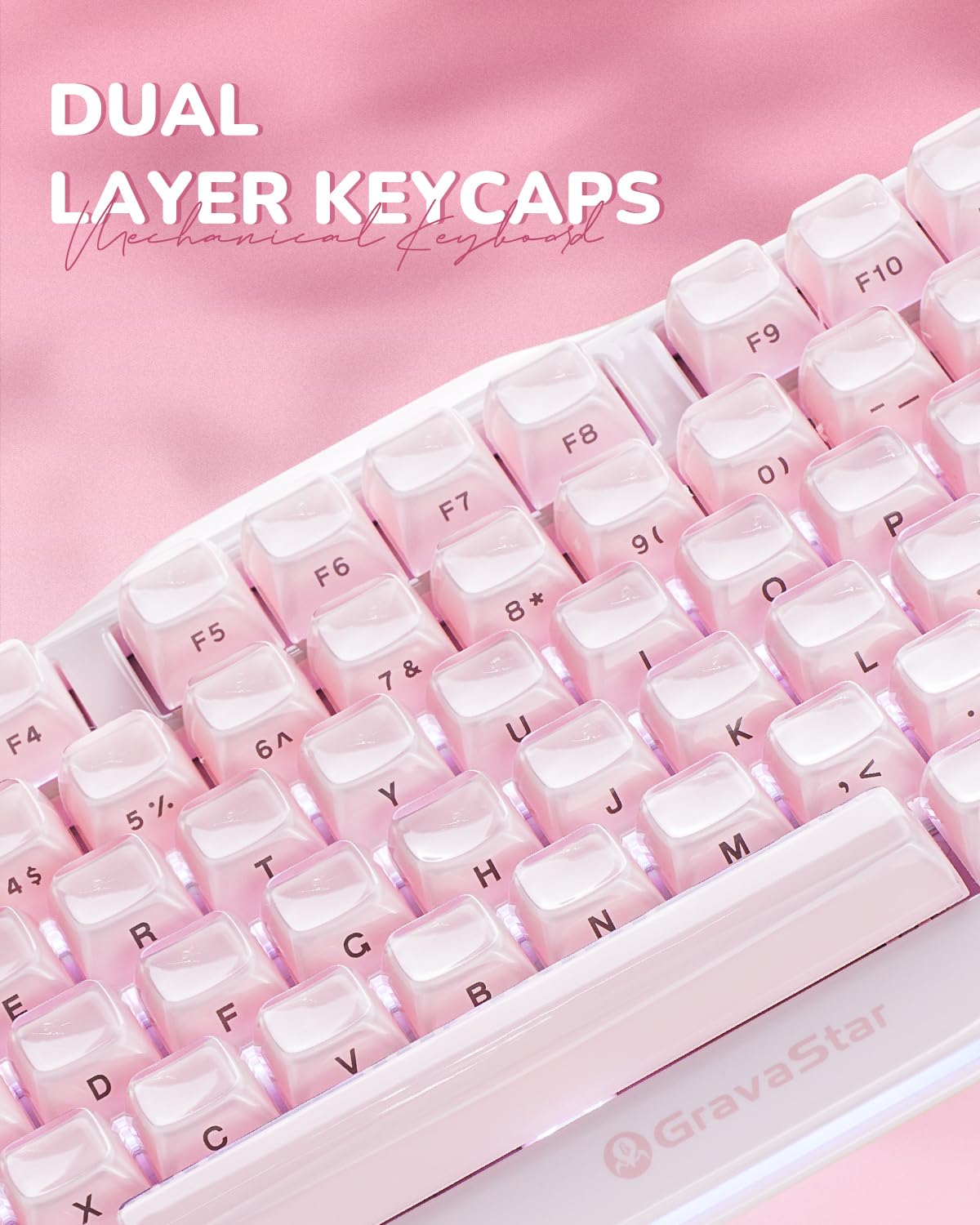 GravaStar Mercury K1 Mechanical Keyboard with Aluminium Frame, 75% Wireless Gaming Keyboard, Hot Swap Custom Keyboard with Button, Gasket, RGB Tri-Mode Keyboard, PBT Keycaps, 8000 mAh White
