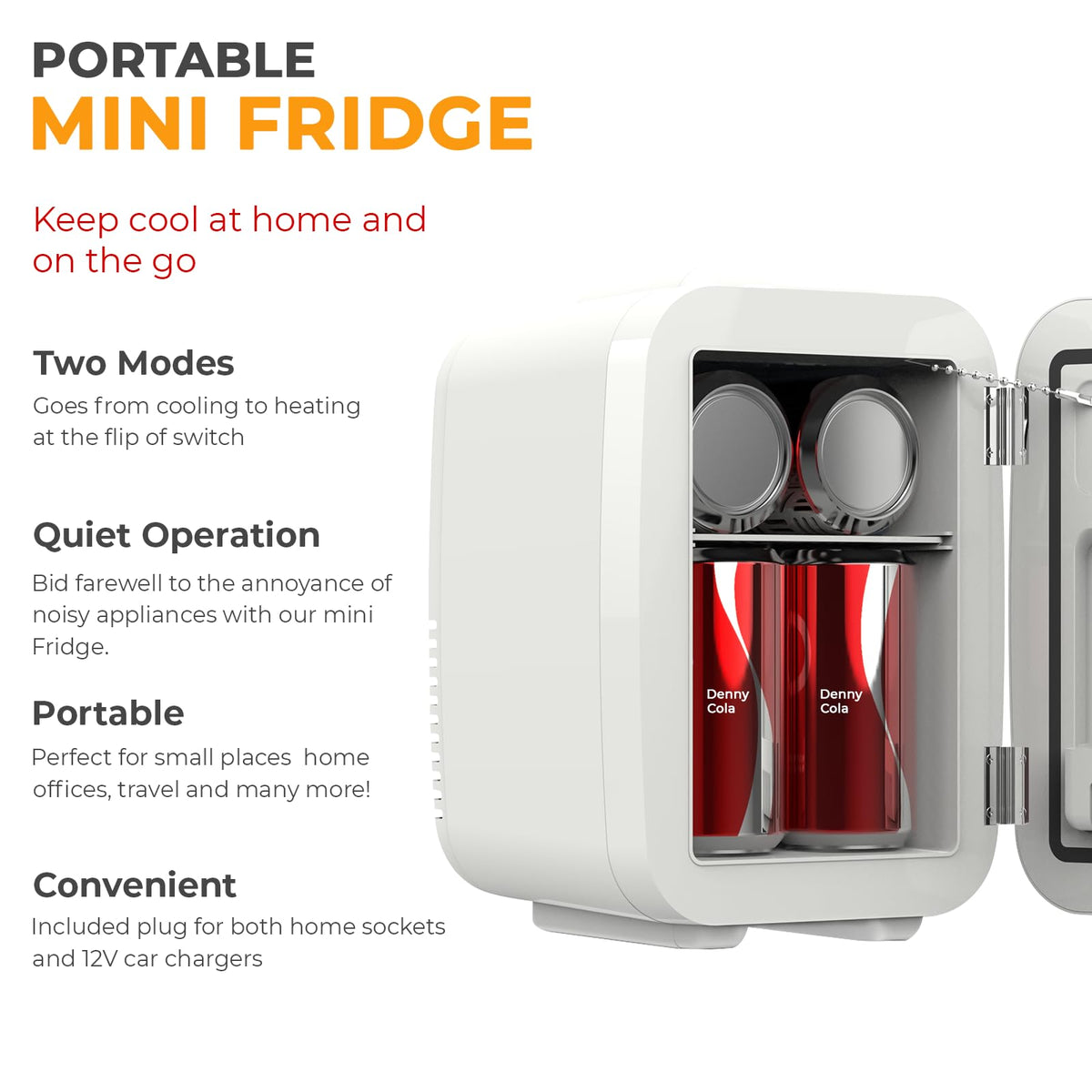Crystals Mini Fridge, 10L Table Top Small Fridge Cooler & Warmer for Car Bedrooms Desk Office, 12V DC - 220 AC, Energy Efficient (Black)