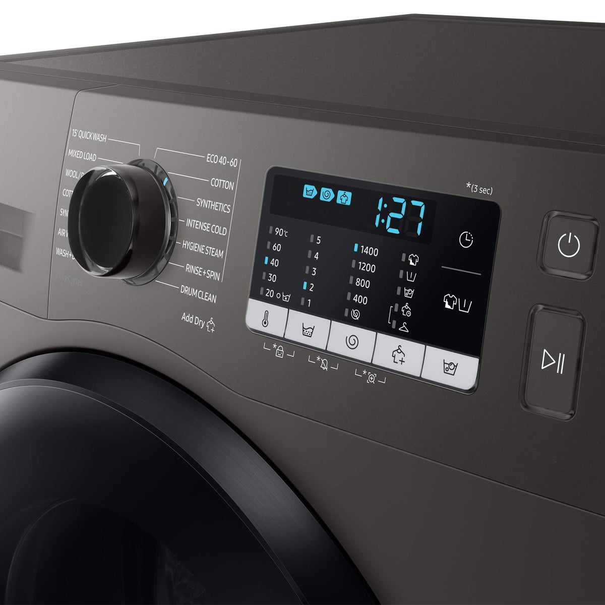 Samsung Series 7 Washer Dryer, AI Energy Wi-Fi enabled, 11/6kg 1400rpm, Black, WD11DB7B85GBU1