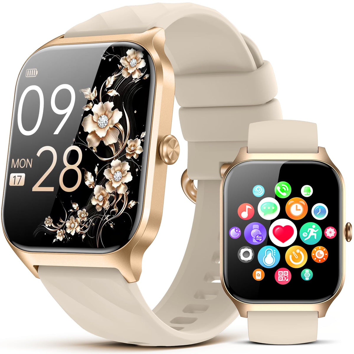 Smart Watch for Women Men - Answer/Make Call, Fitness Tracker Smartwatch for Android iPhone Compatible, Sleep Female Cycle, 120+ Sports Modes Step Counter (Blue, 2 Straps)