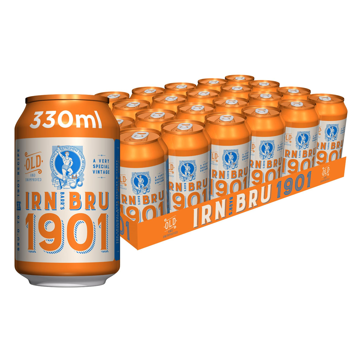 IRN-BRU Carbonated Soft Drink, 24 Pack, 330ml Cans