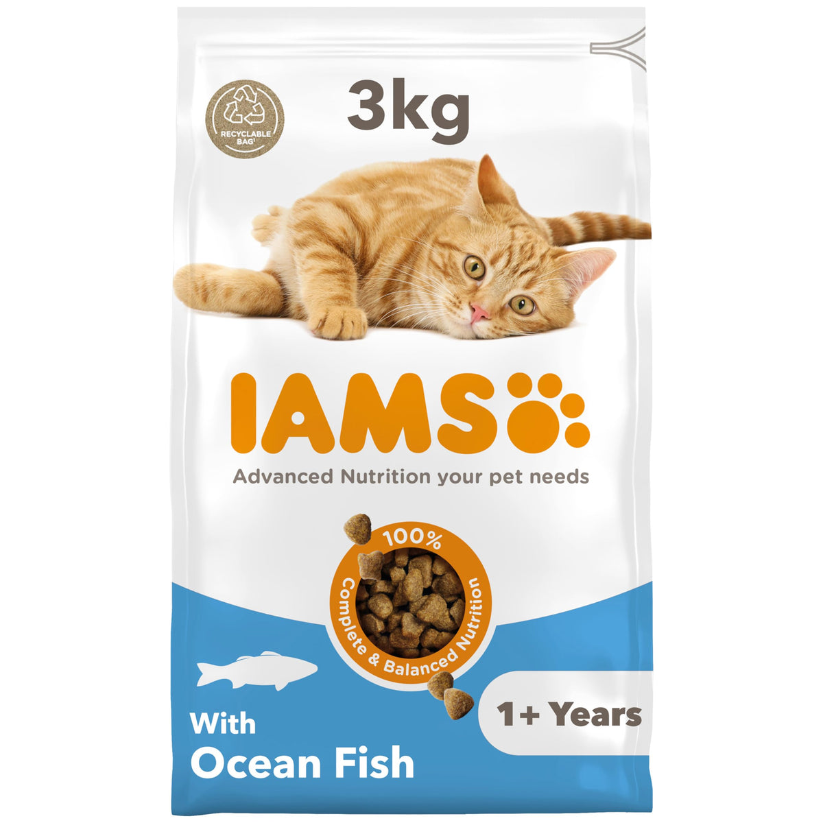 IAMS Adult Complete Dry Cat Food Chicken 3kg - Supports Strong Immune System