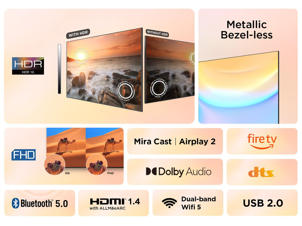 TCL 32SF560-UK 32 Inch Full HD QLED HDR Smart TV with Fire TV Press & Ask Alexa, Metallic Bezel-Less Design