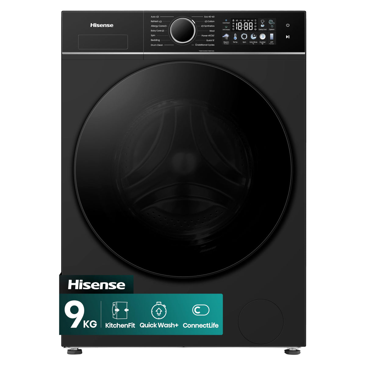 Hisense WF1G7021BW Freestanding 7 KG-Front Load Durable Inverter Washing Machine, Steam Wash-Quick Wash-15 Washing Programs-1200 RPM-White-Energy Rating B