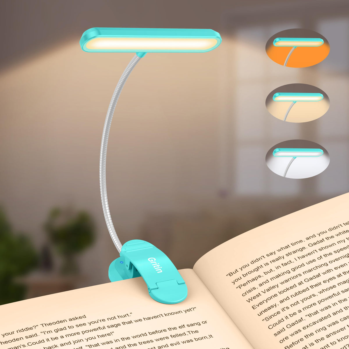 Gritin 19 LED Rechargeable Book Light for Reading in Bed - Memory Function