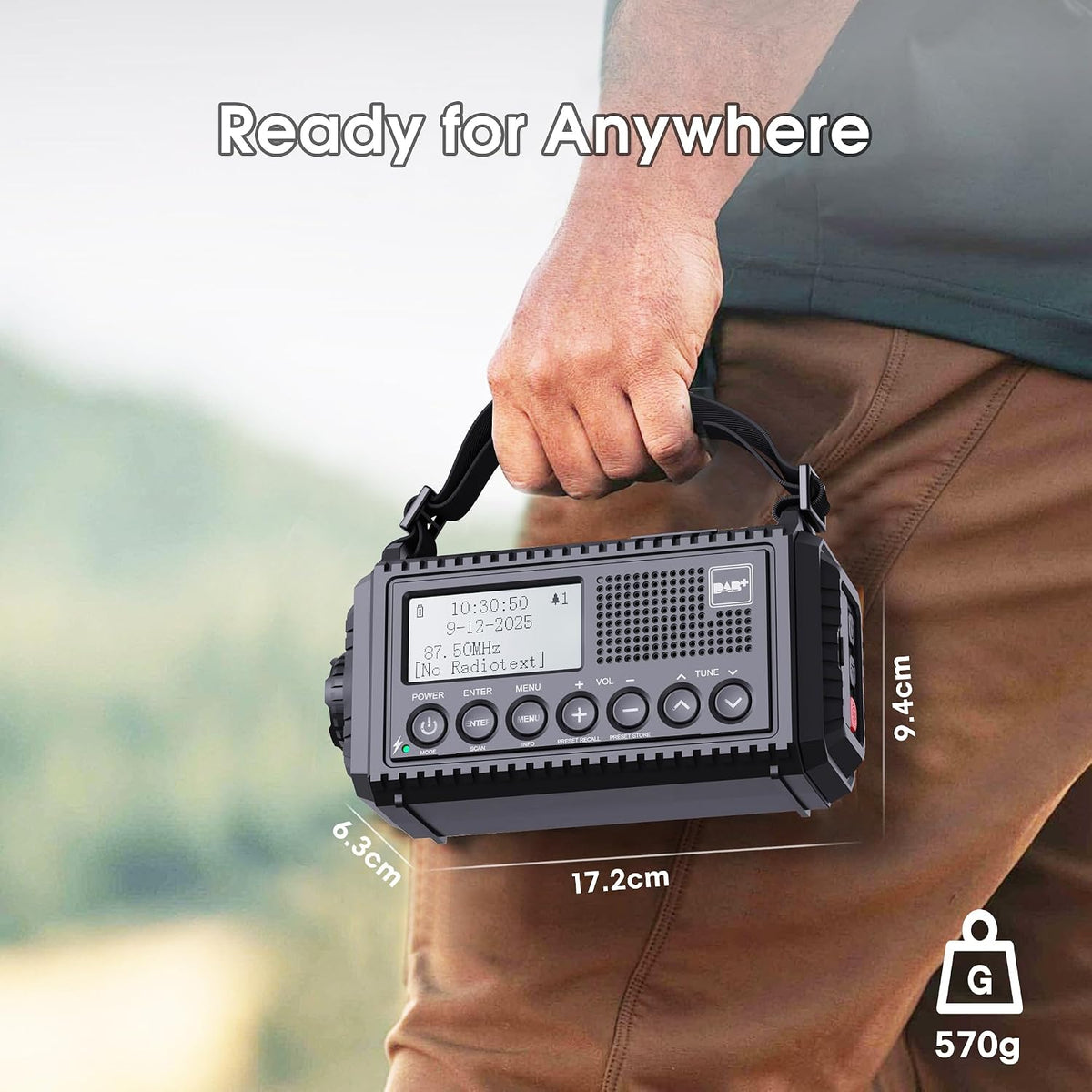 ROCAM Wind up Radio Solar, Battery, Torch, Portable DAB Radio