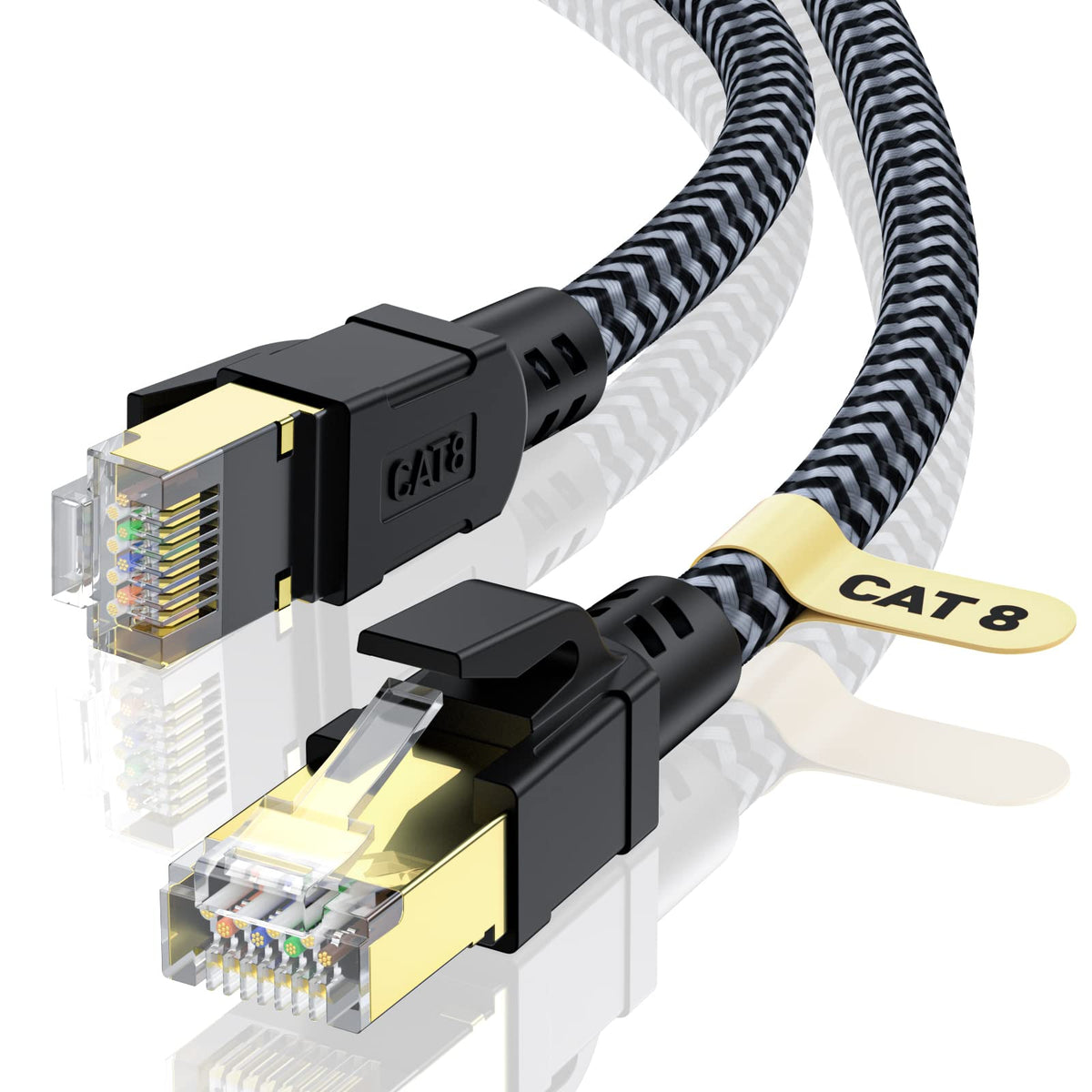 Cat 8 Ethernet Cable 1M, High-Speed Gigabit Braided RJ45