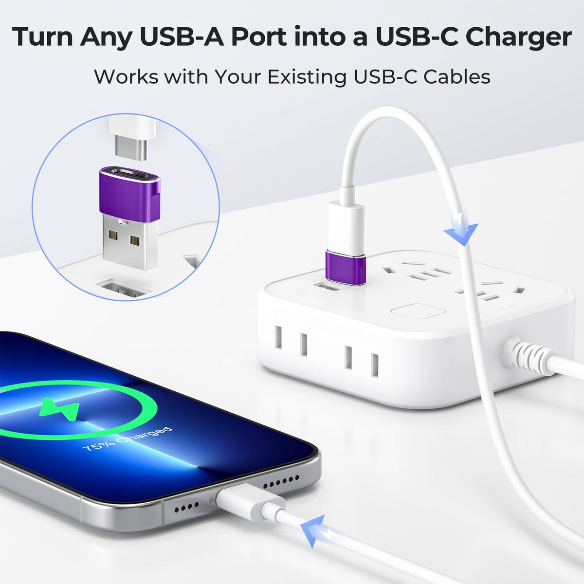 BASESAILOR USB to USB C Adapter,USBC Female to USB A Male Adapter 3Pack