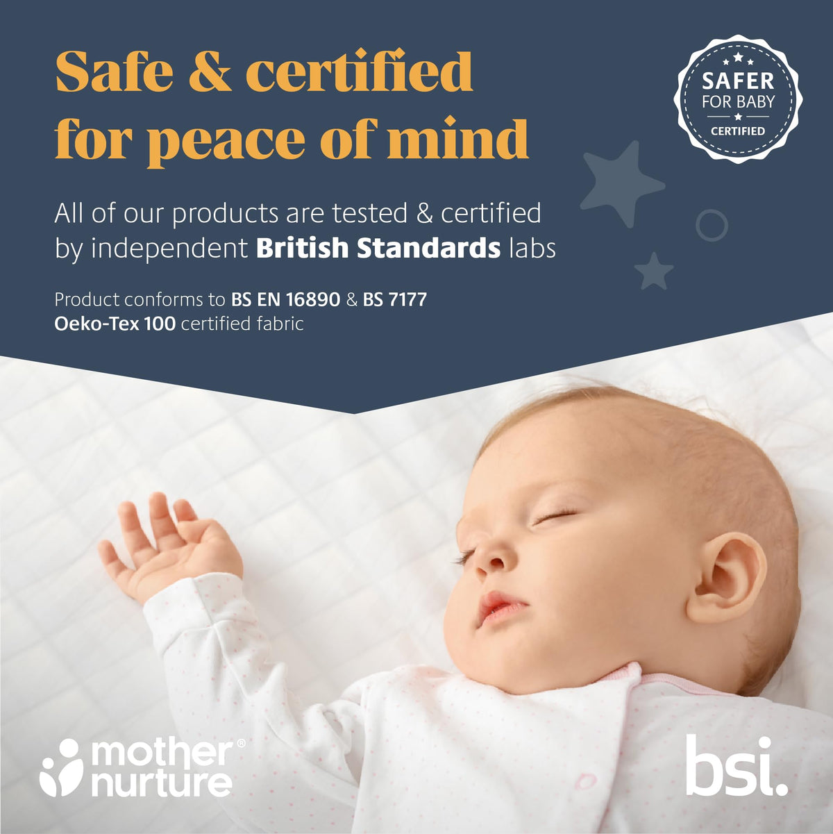 Mother Nurture Classic Eco Fibre Cot Bed Mattress - Hypoallergenic Easy Clean Quilted Cover, Reversible, Water Resistant, Baby Cot Mattress, Firm & Supportive, White, BSI Tested - Size 140x70 x10cm