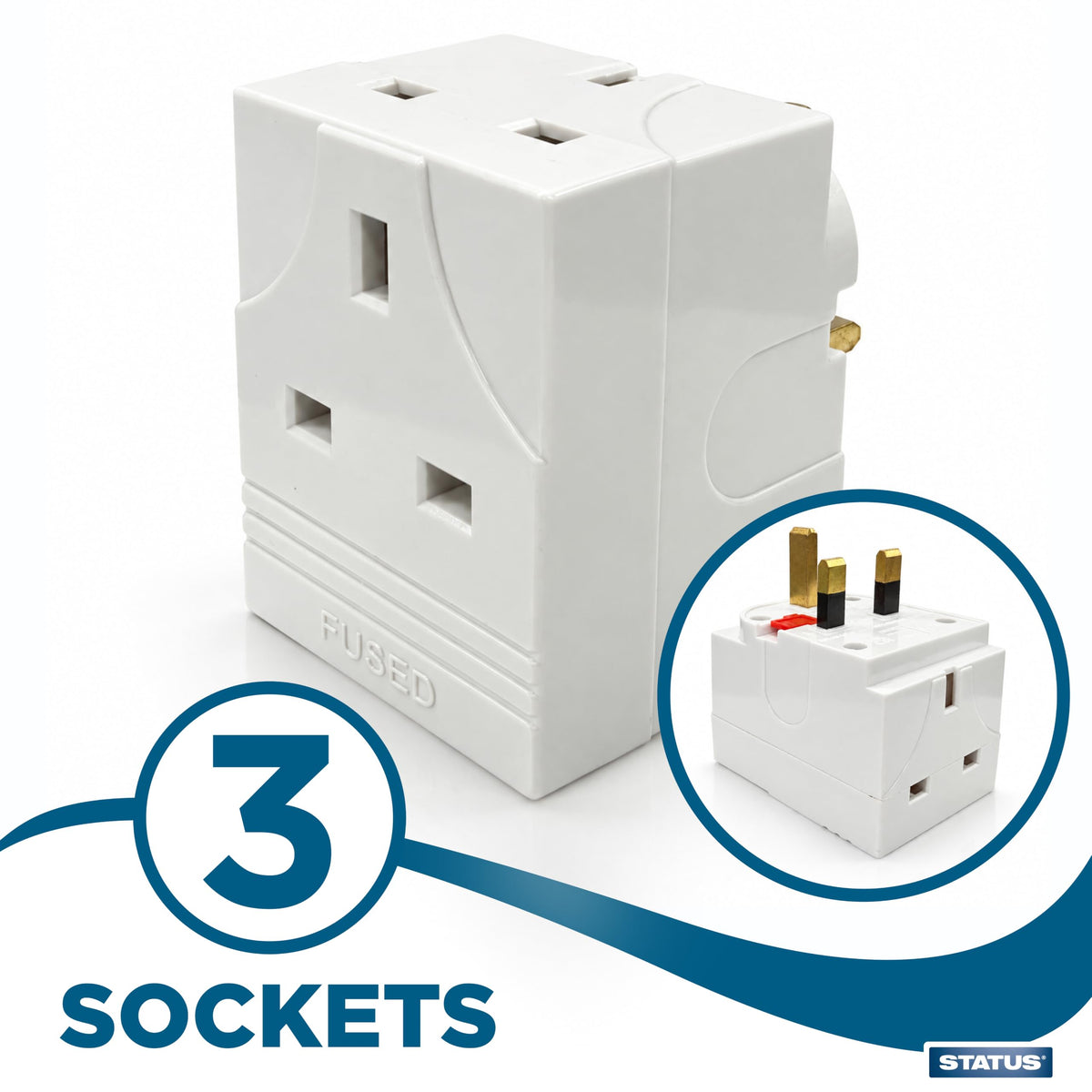 STATUS 2 Way UK Plug Adapter, White