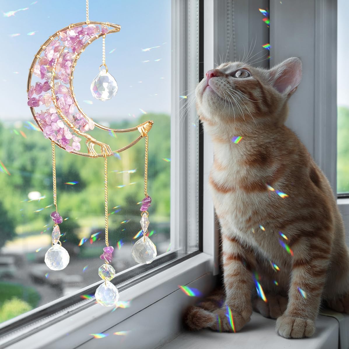 240PCS DIY Sun Catchers Making Kits for Adults, Crystal Suncatchers Kit with Colourful Prism Pearl Rainbow Maker for Windows, Hanging, Indoor, Outdoor, Garden Decor (Silver)