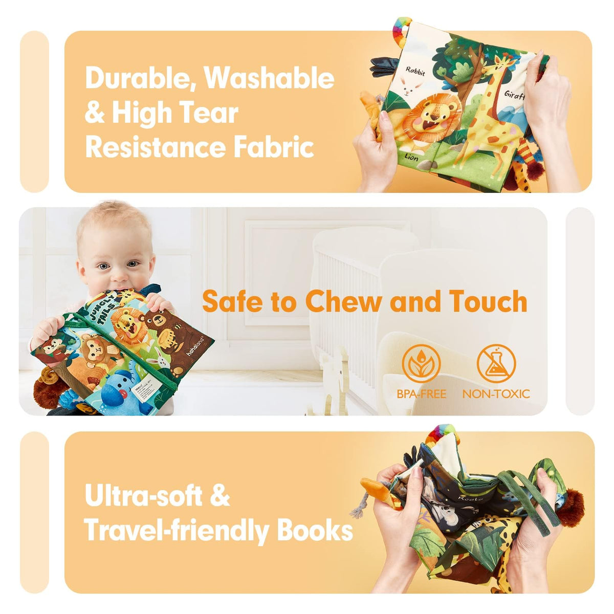 hahaland Baby Books 0-6 Months Infant Tummy Time Toys High Contrast