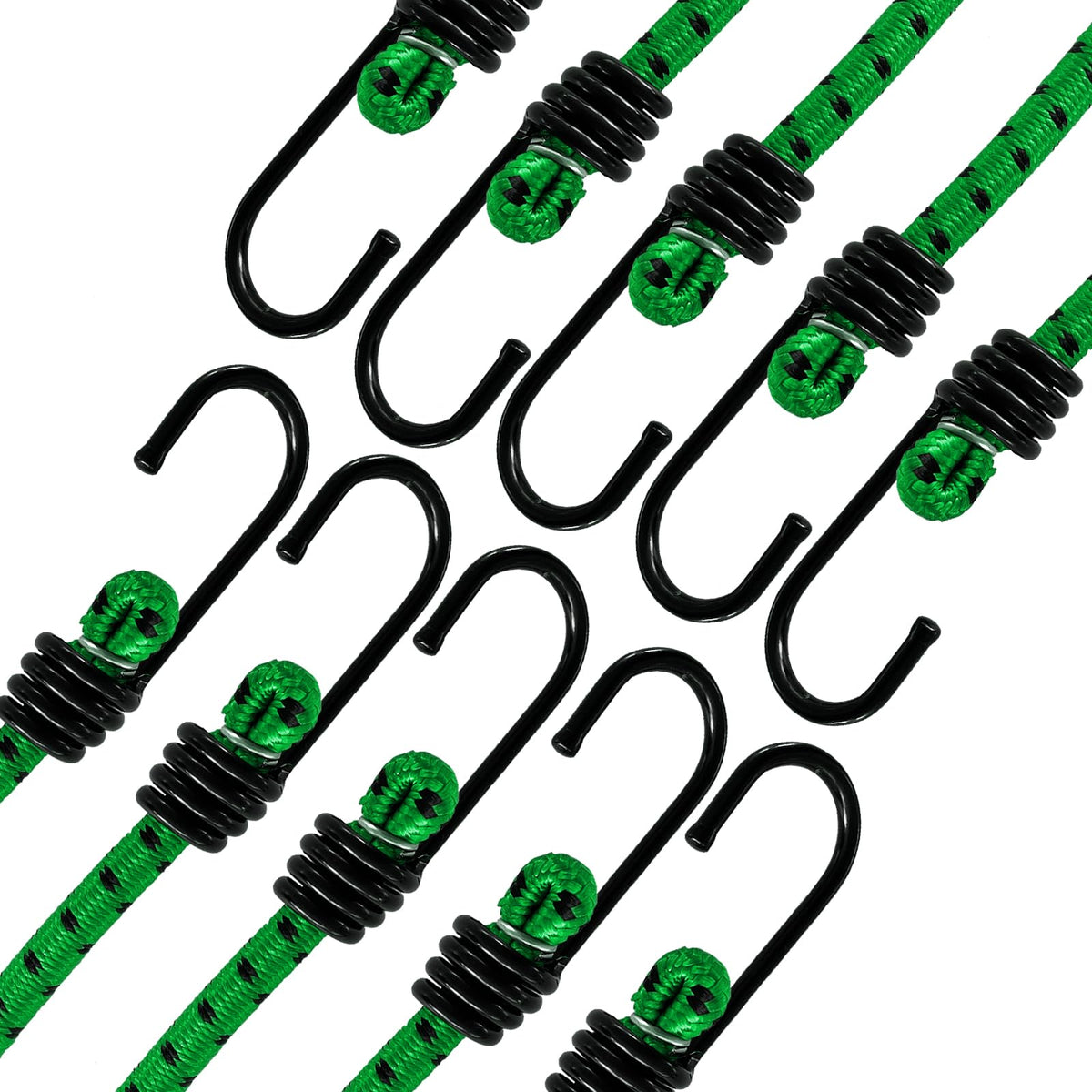 ANSIO Bungee Cords with Hooks 16” (40cm), Pack of 10 Bungee Straps - Red