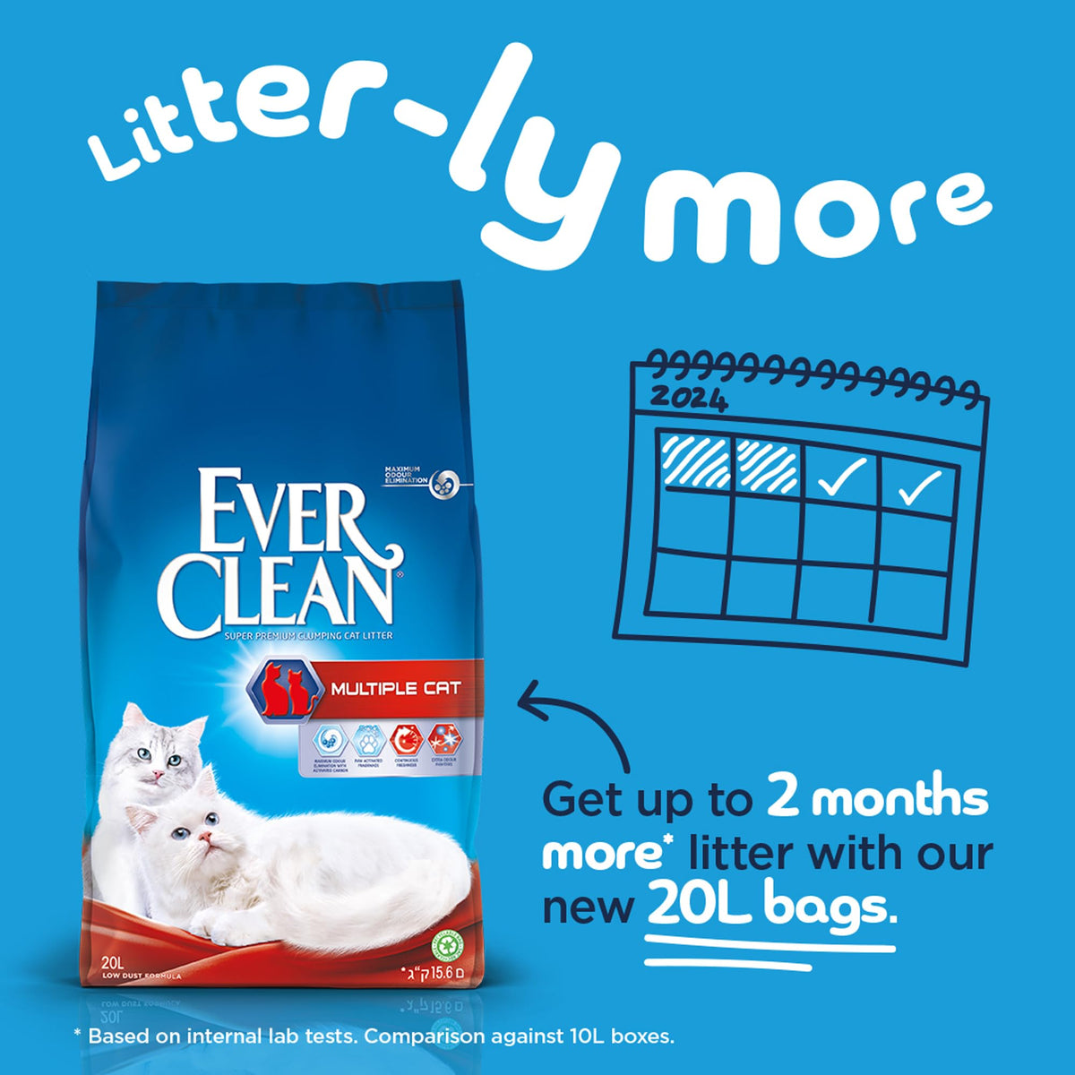 Ever Clean Clumping Cat Litter, Multiple Cat, Scented for long-lasting freshness, Unbeatable Clumping Strength, 10L
