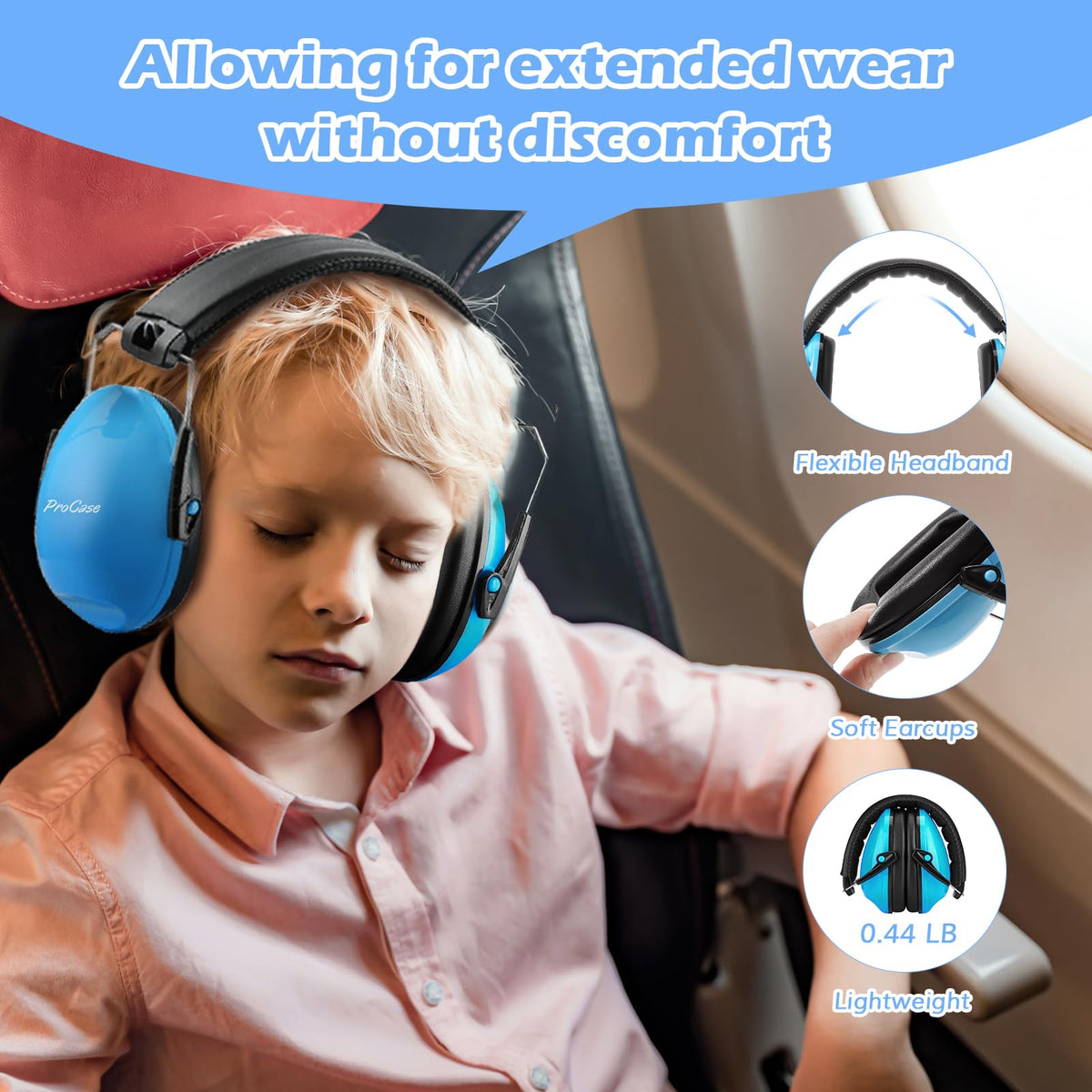 ProCase Ear Defenders for Children/Toddlers 3-16 Years SNR 27dB -Blue
