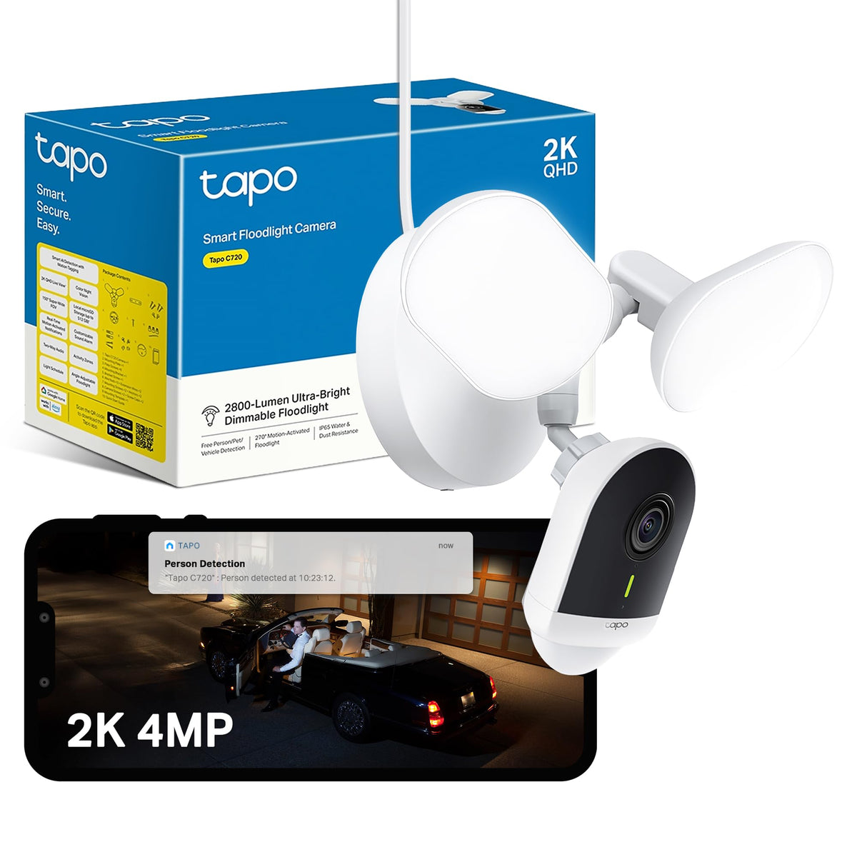 Tapo C216 2K 3MP Pan/Tilt Indoor Outdoor Security Camera Spotlights Camera